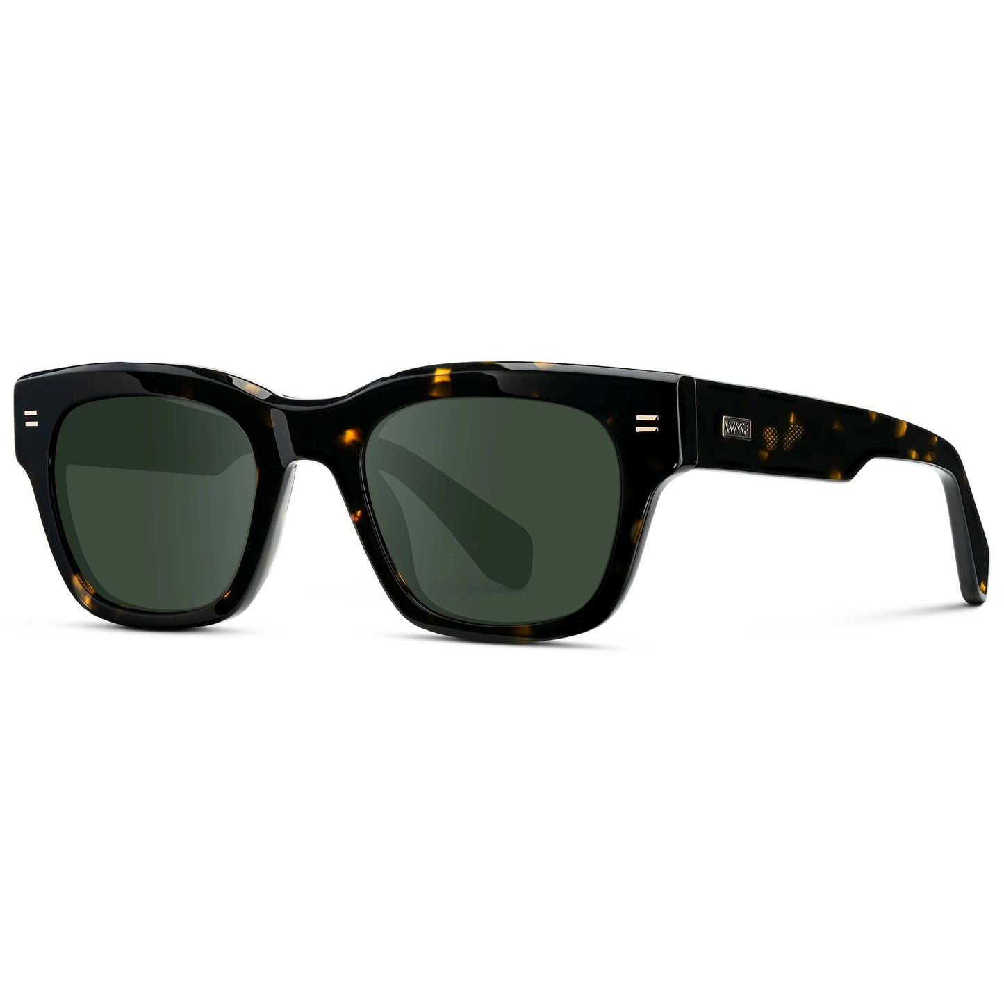 Obsidian Gold Tortoise / G15 || Men's Oversized Rectangular Prescription Sunglasses with Obsidian Gold Tortoise Acetate Frame and Green Prescription Lens