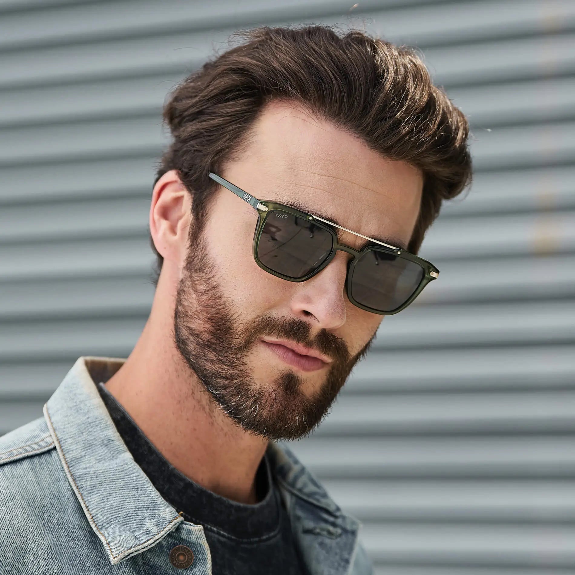 Emerald Green / Grey Lens || Green Square Sunglasses with Grey Lenses