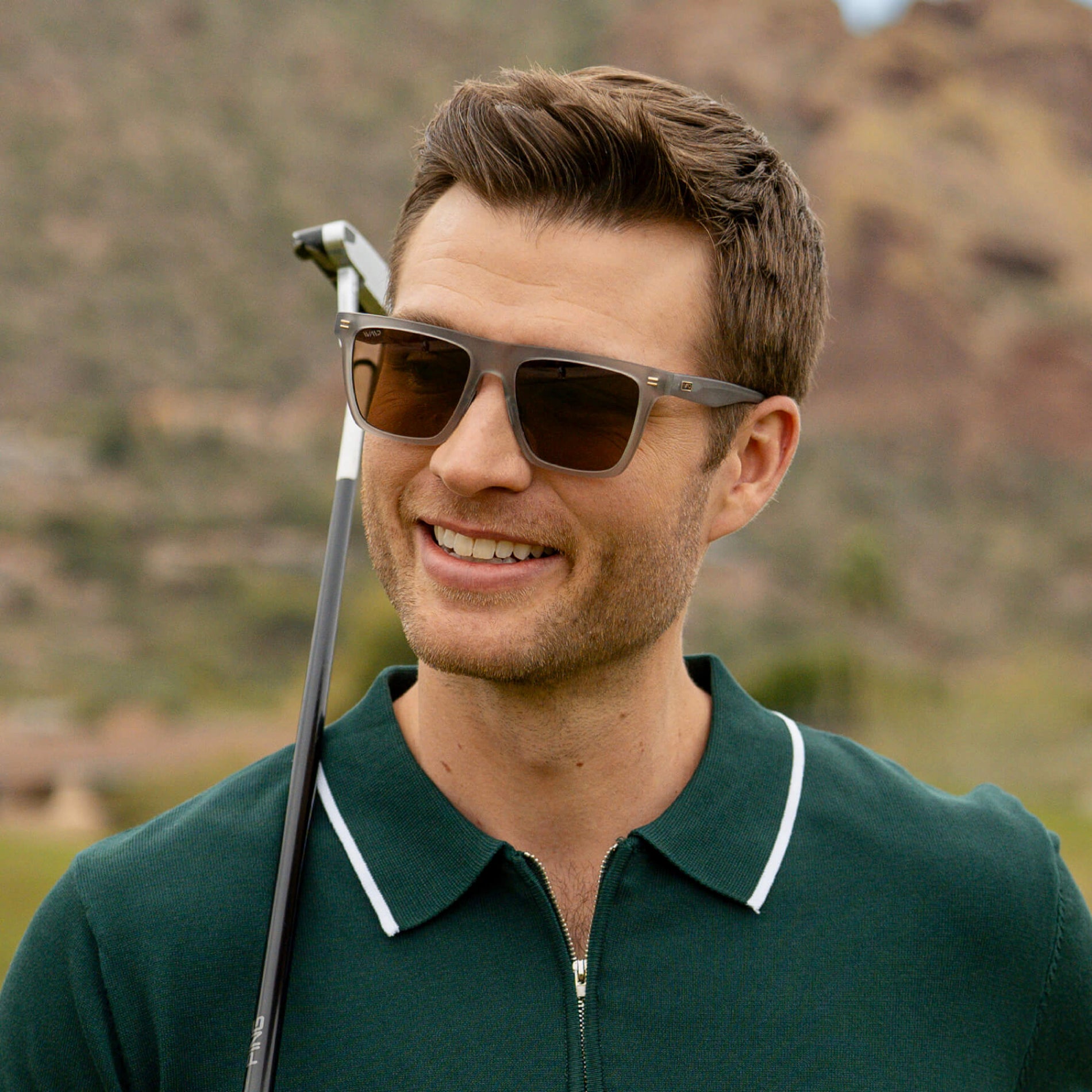 The Greenside Kit || Best Selling Men's Golf Styles Ace in Frosted Moonrock Grey and Wyndham in Denim Blue combined in a gifting kit