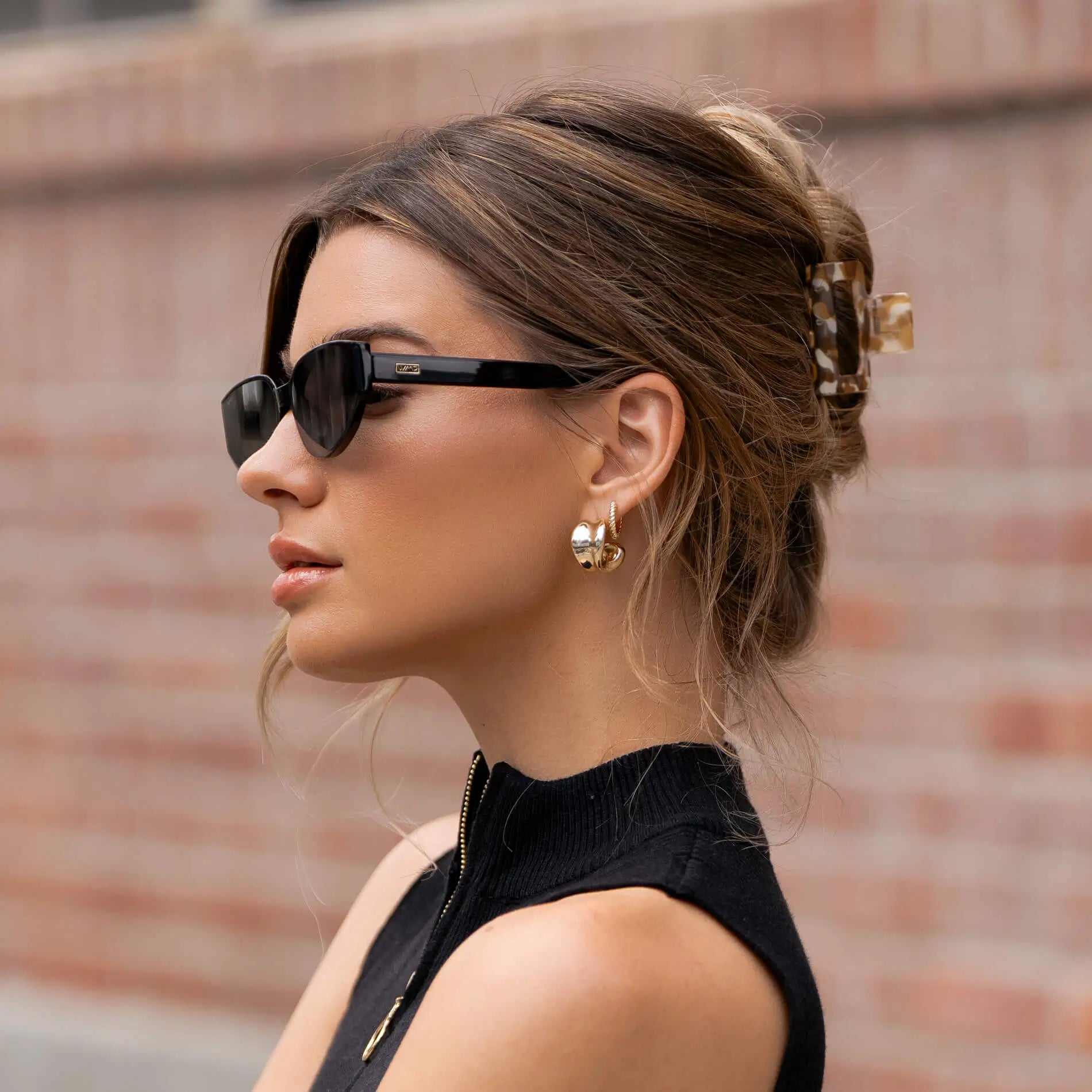 Black / Triple Black Lens || Women's Narrow Cat-Eye Sunglasses with Black Acetate frame and Non-Polarized Triple Black Lens