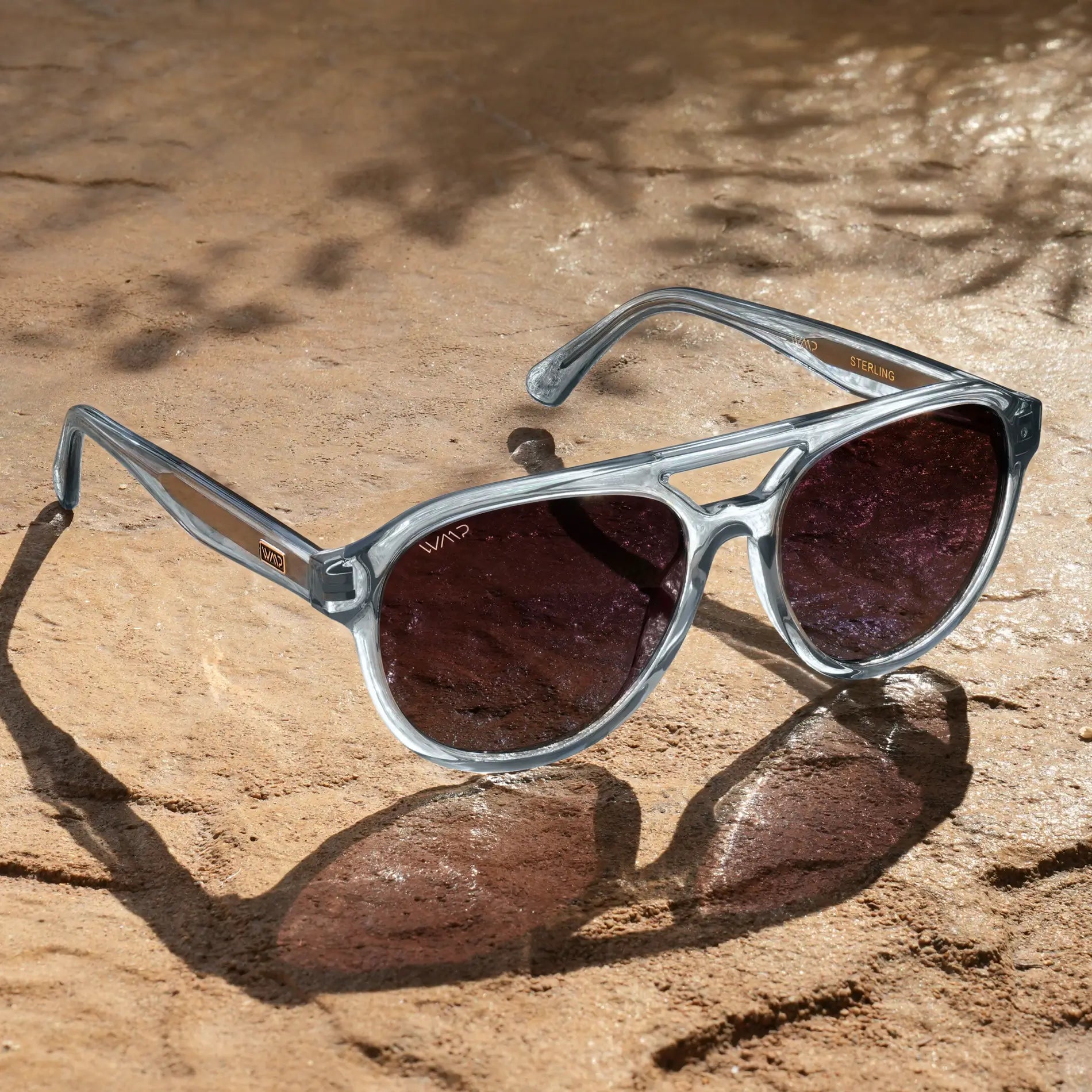 Denim Blue / Brown Gradient Lens || Blue Aviator Frame Sunglasses with Brown Polarized Lenses