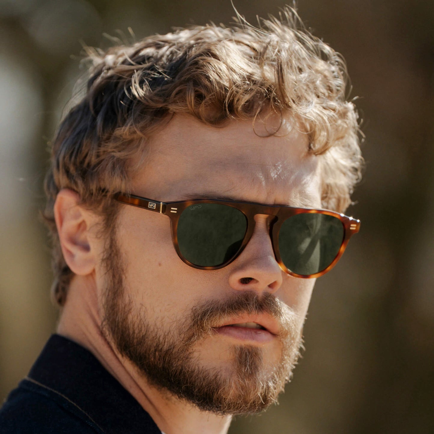 Havana Tortoise / Smoke Green Lens || Men's Rounded Aviator-Inspired Sunglasses with Havana Tortoise Acetate Frame and Smoke Green Polarized Lens