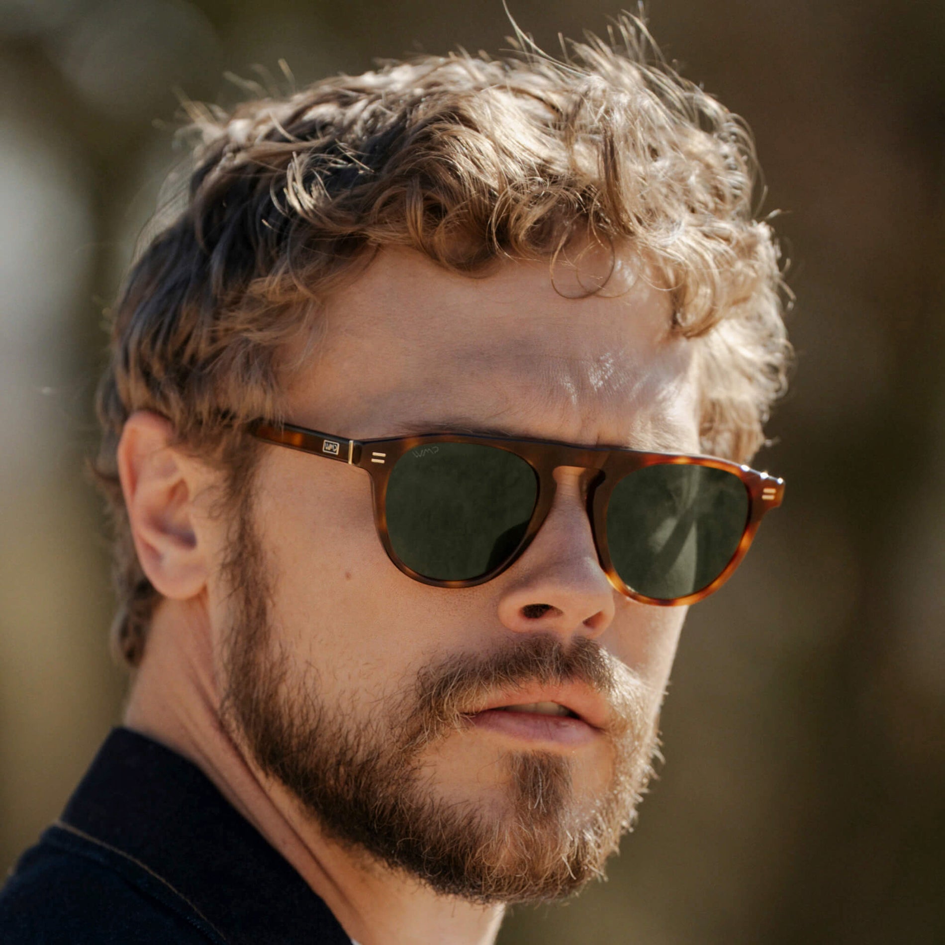 Havana Tortoise / Smoke Green Lens || Men's Rounded Aviator-Inspired Sunglasses with Havana Tortoise Acetate Frame and Smoke Green Polarized Lens