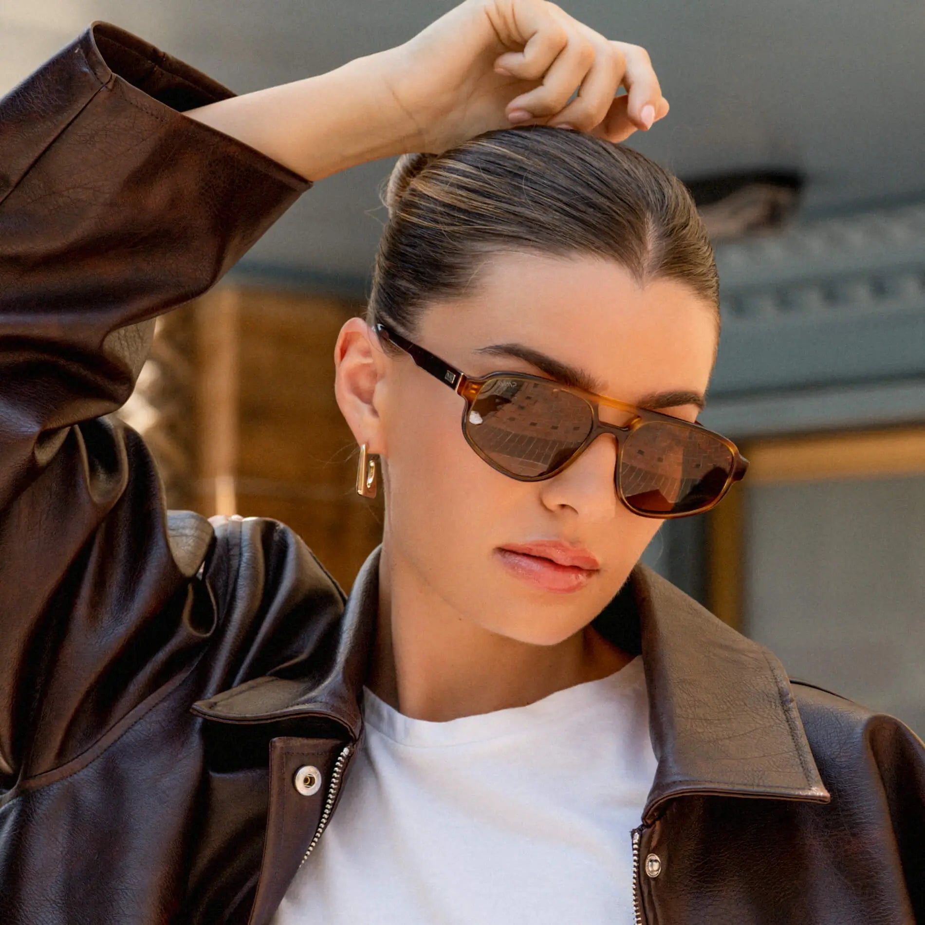 Golden Brown Grain / Brown Lens || Golden Brown Grain Acetate Frame with Brown Polarized Lens