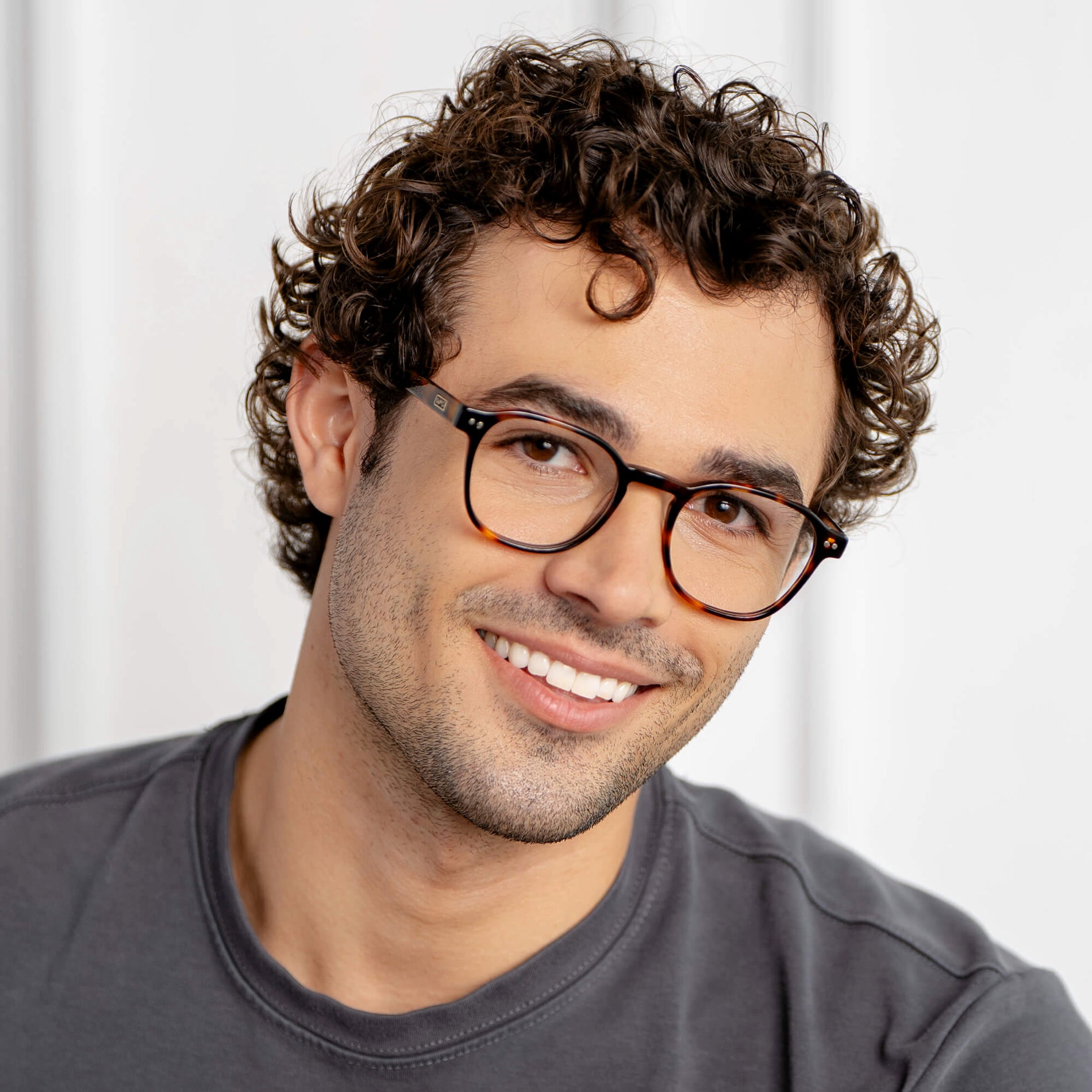 Whiskey Tortoise || Men's Modern Geometric Square Blue Light Blocking Glasses with Whiskey Tortoise Acetate Frame and Clear Lens
