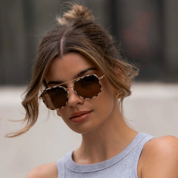 Gia | Polarized - Beige Tortoise / Brown Lens