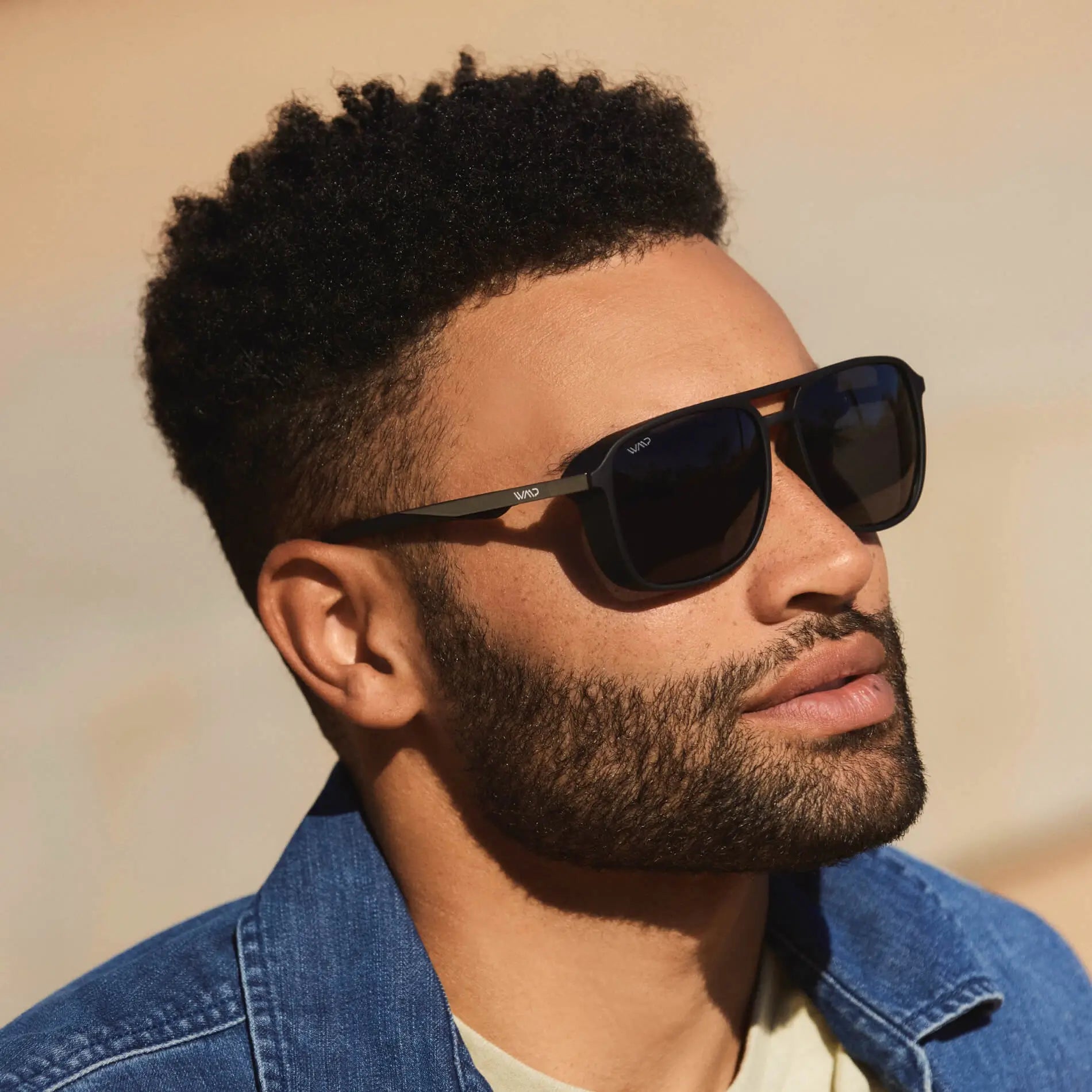 Matte Black || Black Square Aviator Sunglasses with Black Polarized Lenses