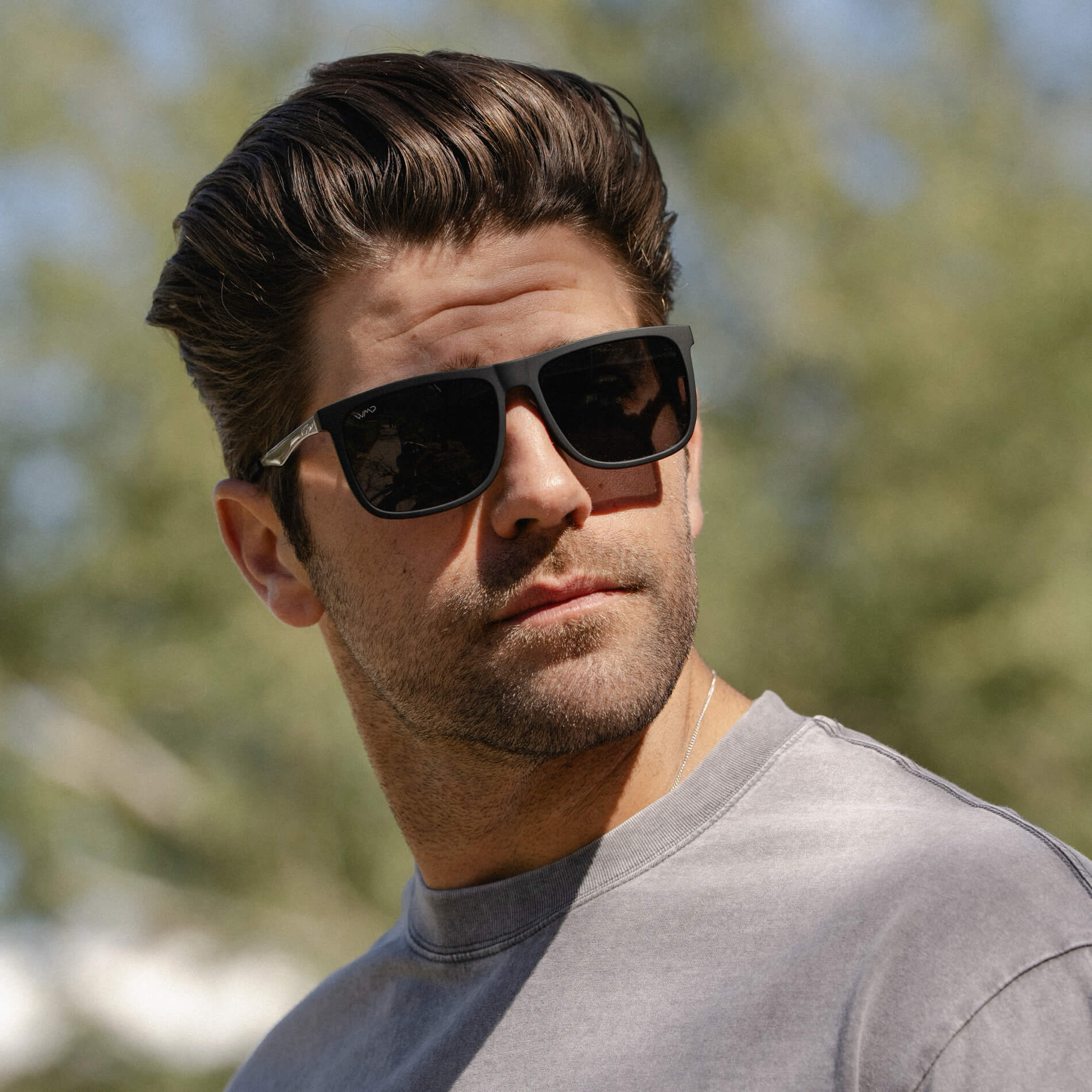 Jade Black || Matte Black Square Frame Sunglasses with Black Polarized Lenses