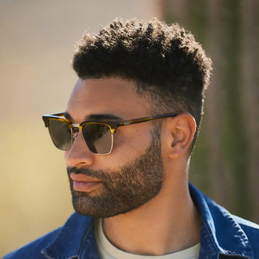 Palo Verde Tortoise / Black Lens || Palo Verde Tortoise Horn Rimmed Polarized Sunglasses with Black Lenses