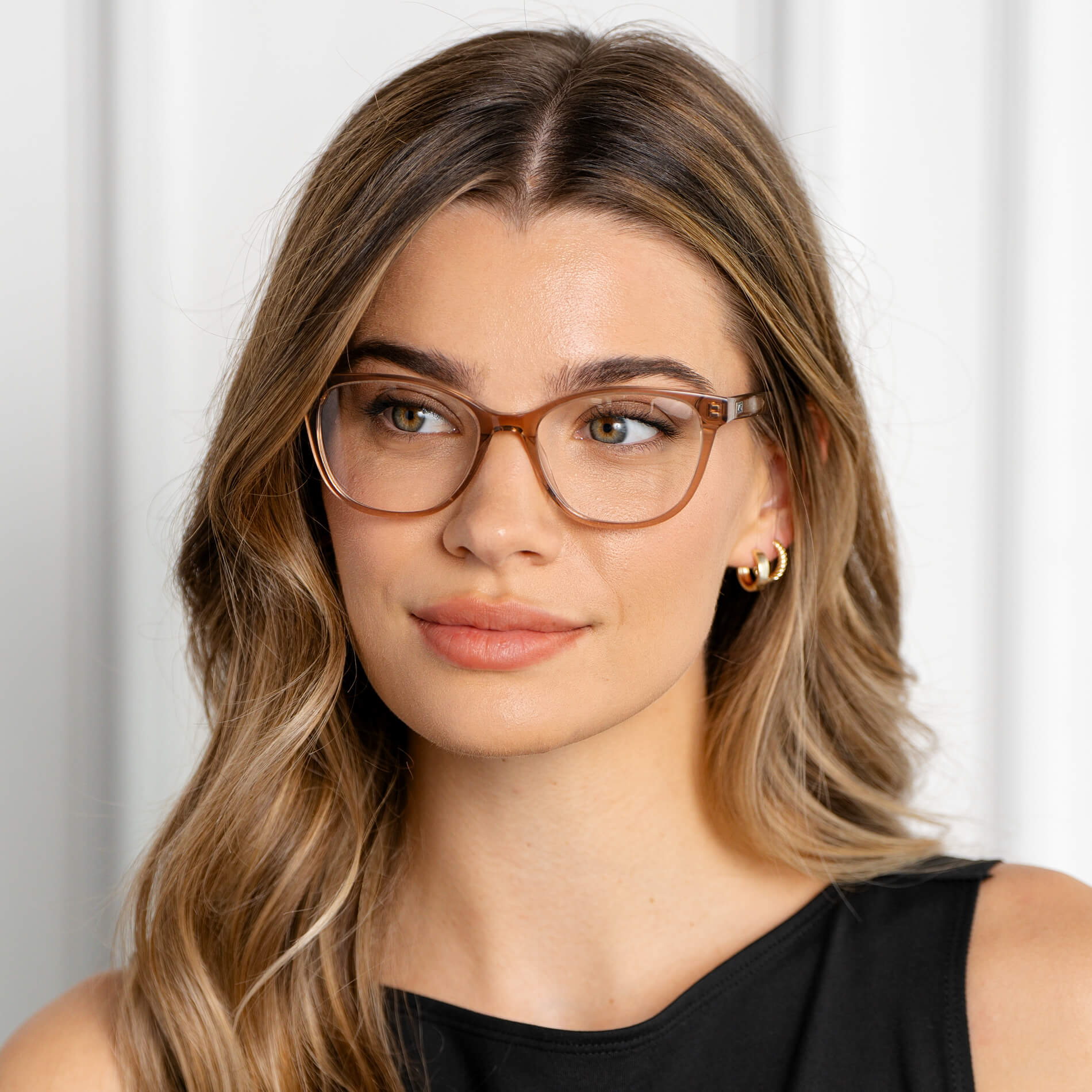 Light Brown || Women's Cat-Eye Eyeglasses with Light Brown Acetate Frame and Clear Prescription Lens