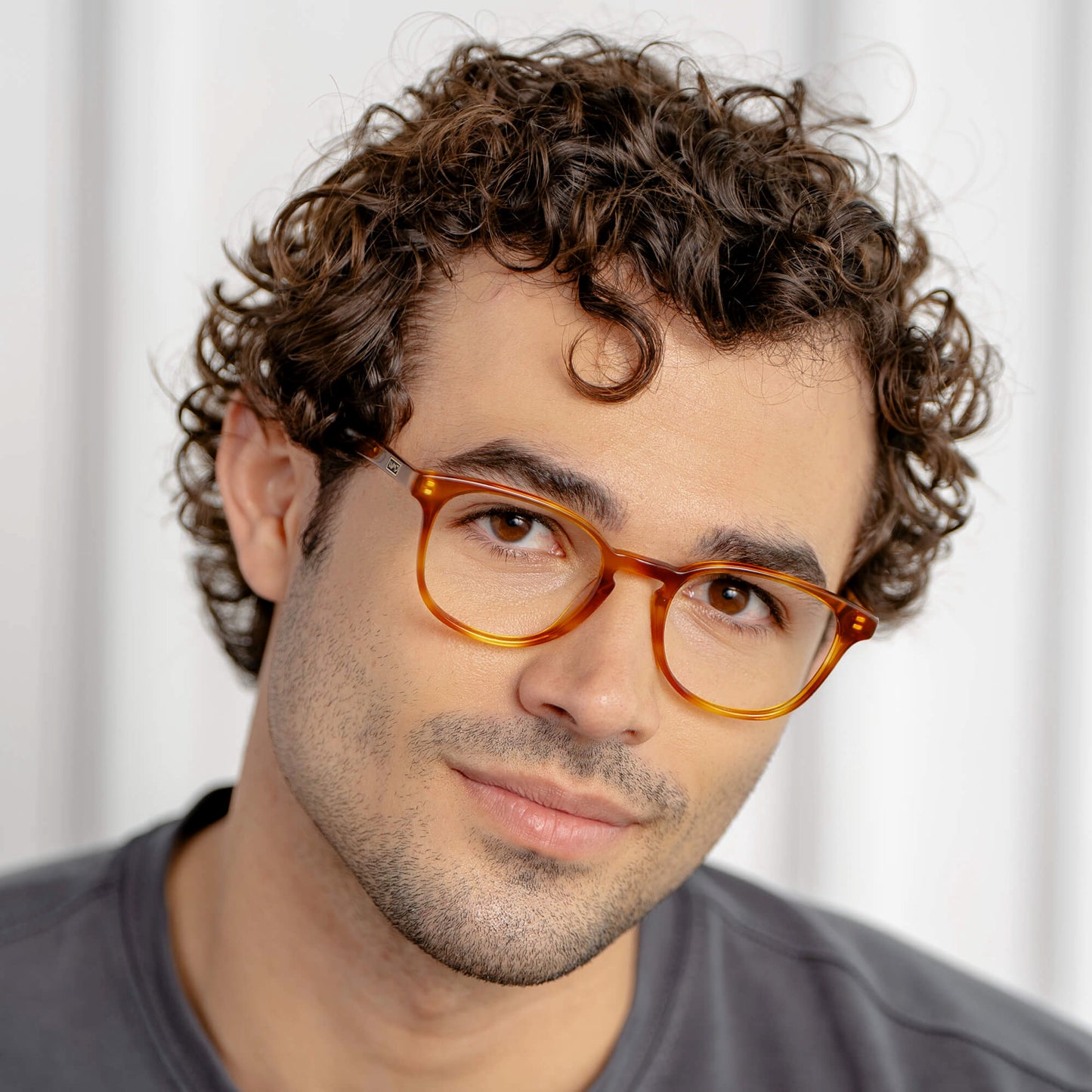 Honey Tortoise || Unisex Eyeglasses with Orange Honey Tortoise Acetate Frame and Clear Prescription Lens