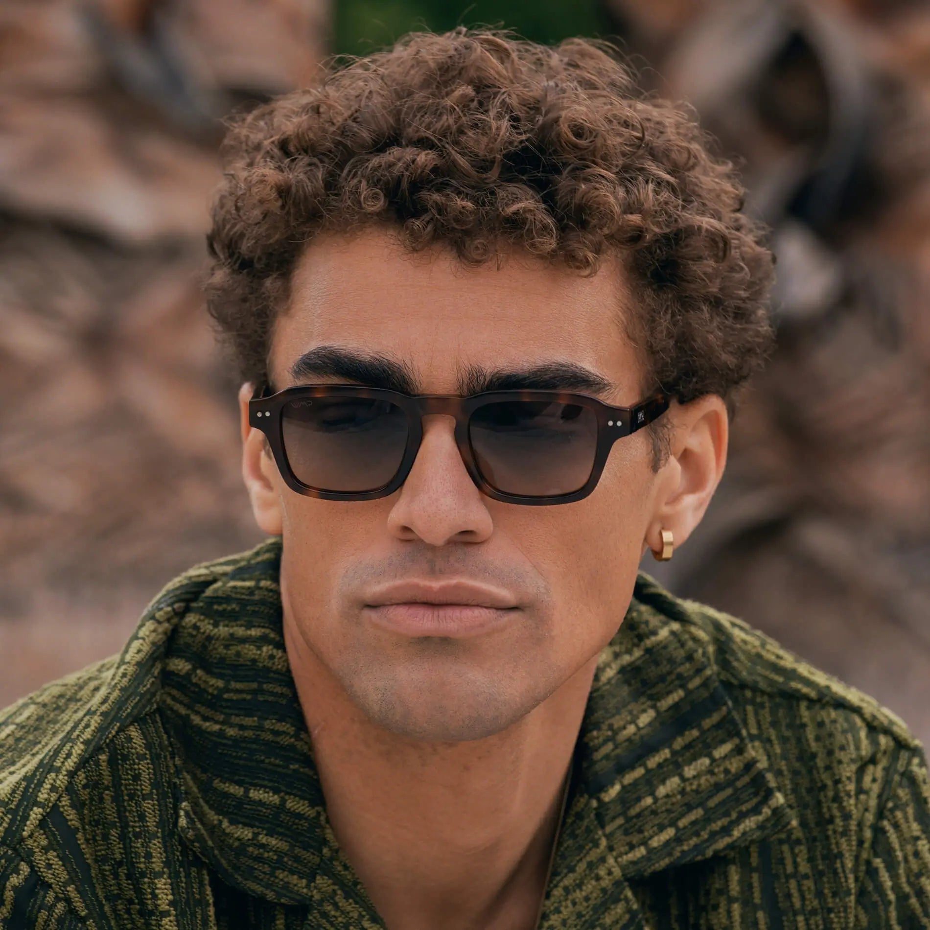 Havana Tortoise / Amber Lens || Men's Rectangular Prescription Sunglasses with Brown Tortoise Acetate Frame and Brown Prescription Lens