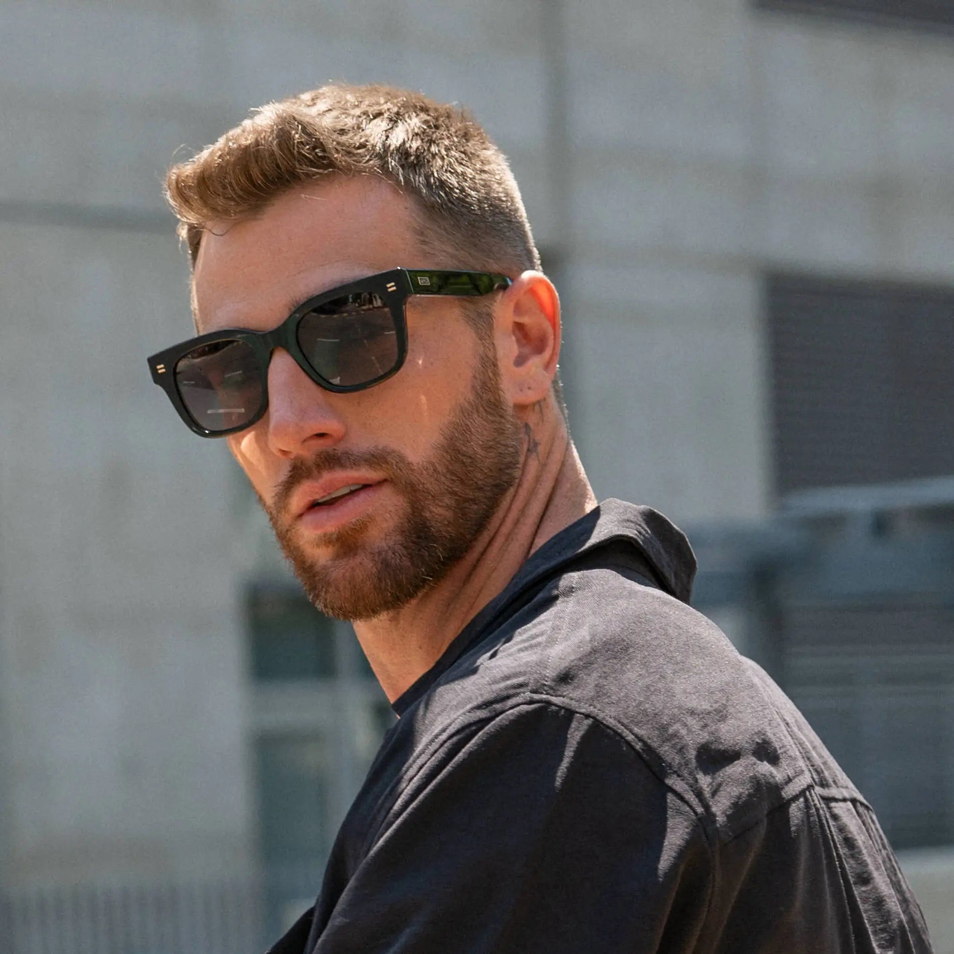 Black / Grey || Square Frame Prescription Sunglasses