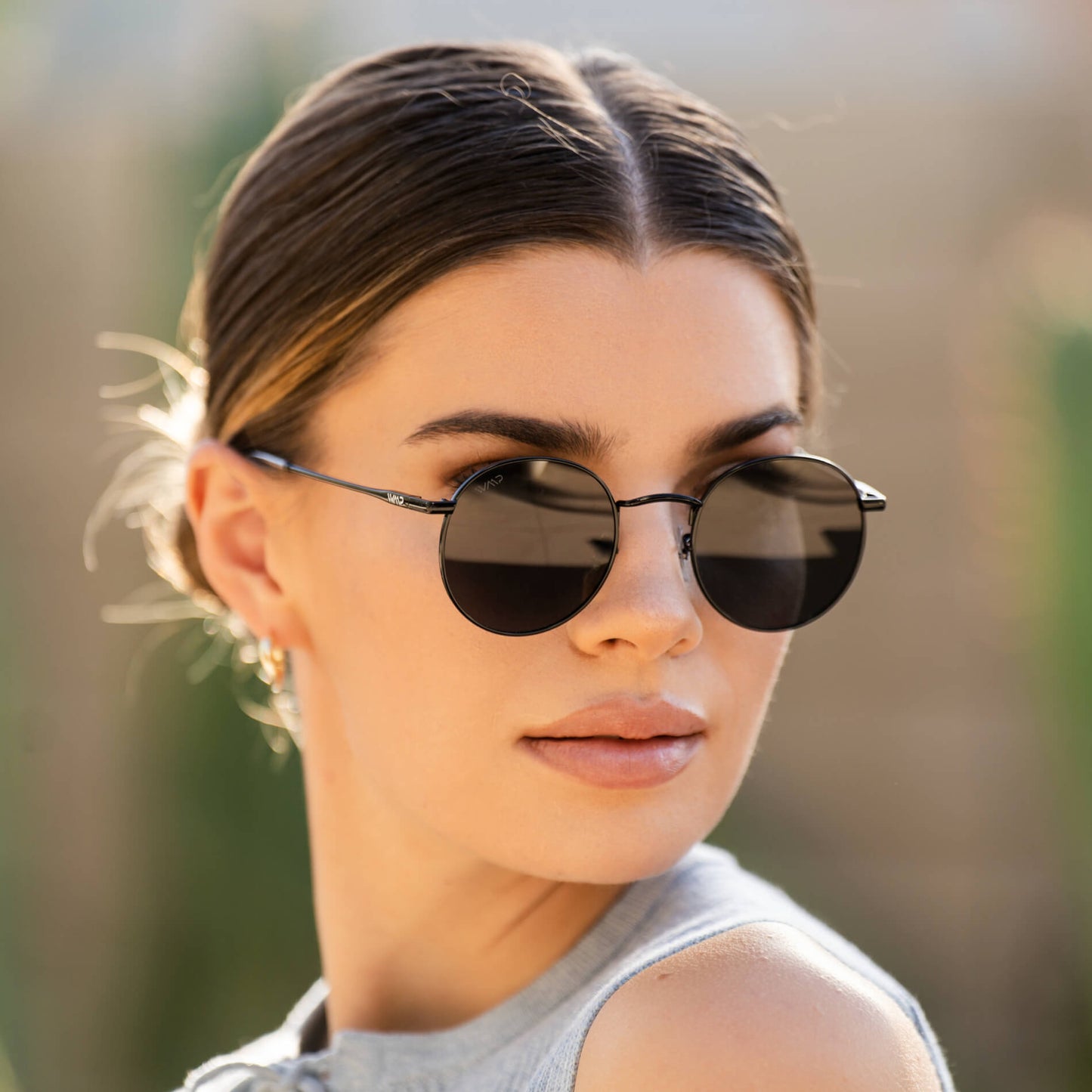 Black / Black Lens || Black Round Metal Frame Sunglasses with Black Polarized Lenses