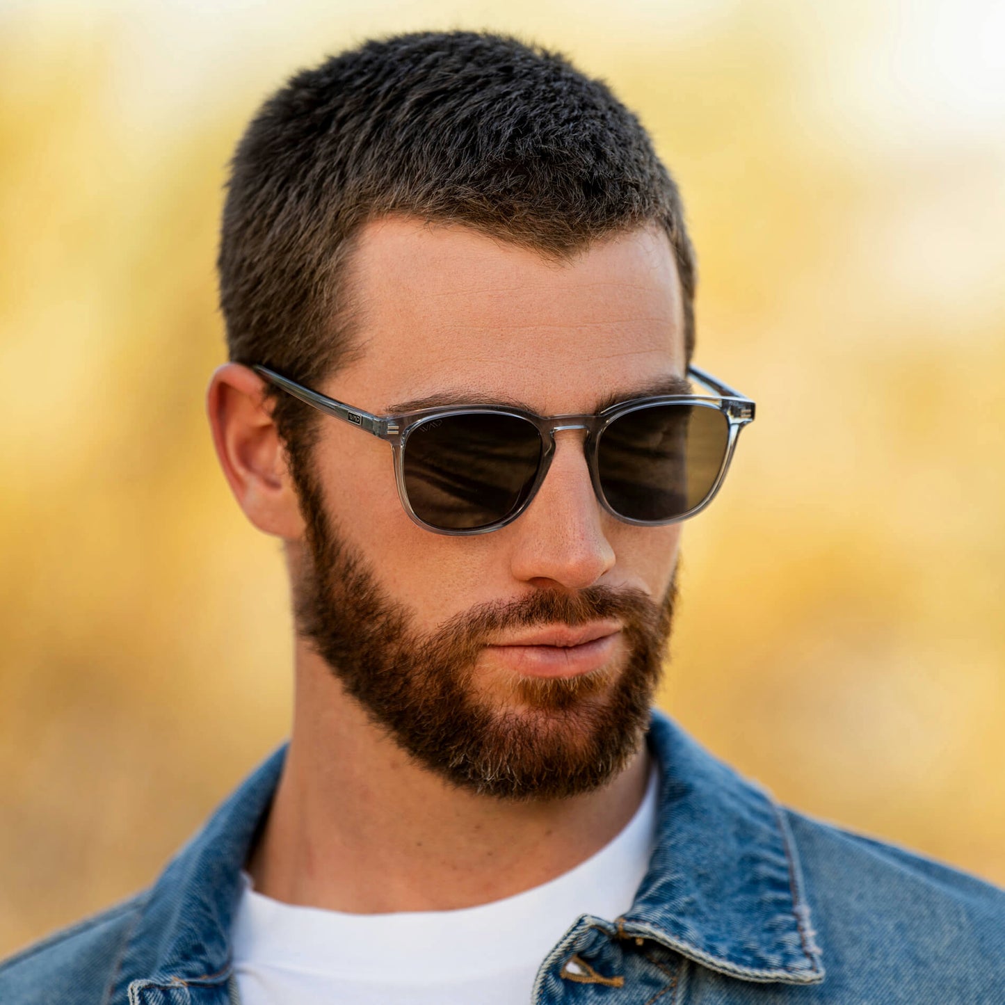 Crystal Cadet Grey / Black Lens || Classic Style Sunglasses with Grey Frame and Black Lens