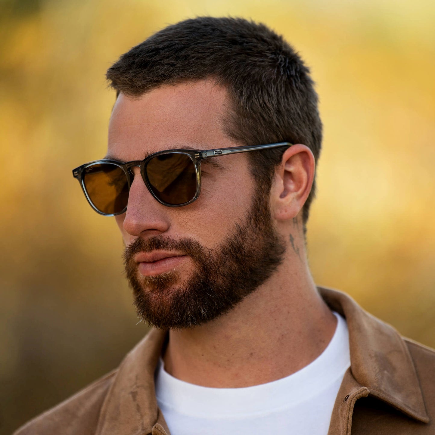 Crystal Stone Blue / Brown Lens || Blue Square Frame Sunglasses with Brown Polarized Lenses