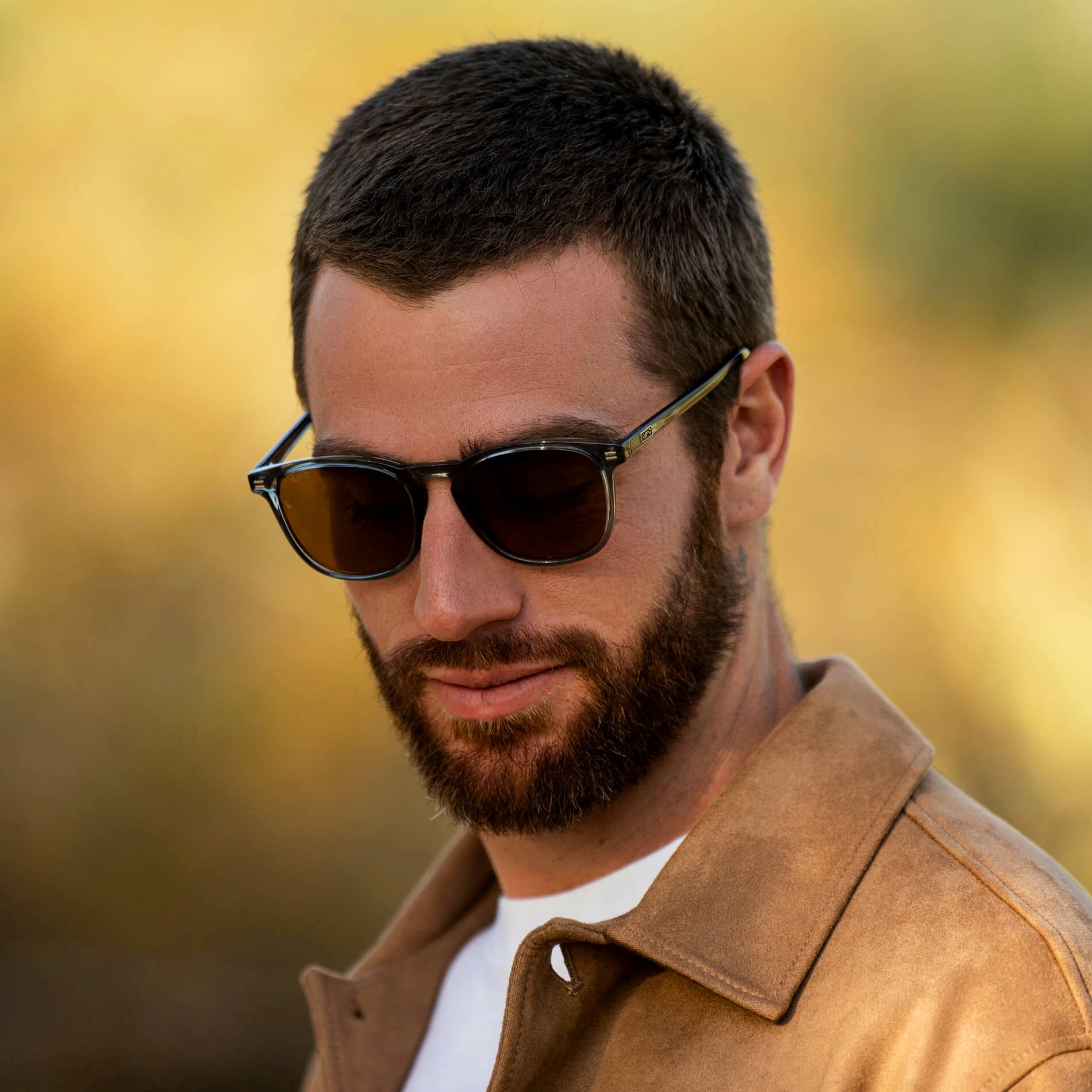 Crystal Stone Blue / Brown Lens || Blue Square Frame Sunglasses with Brown Polarized Lenses