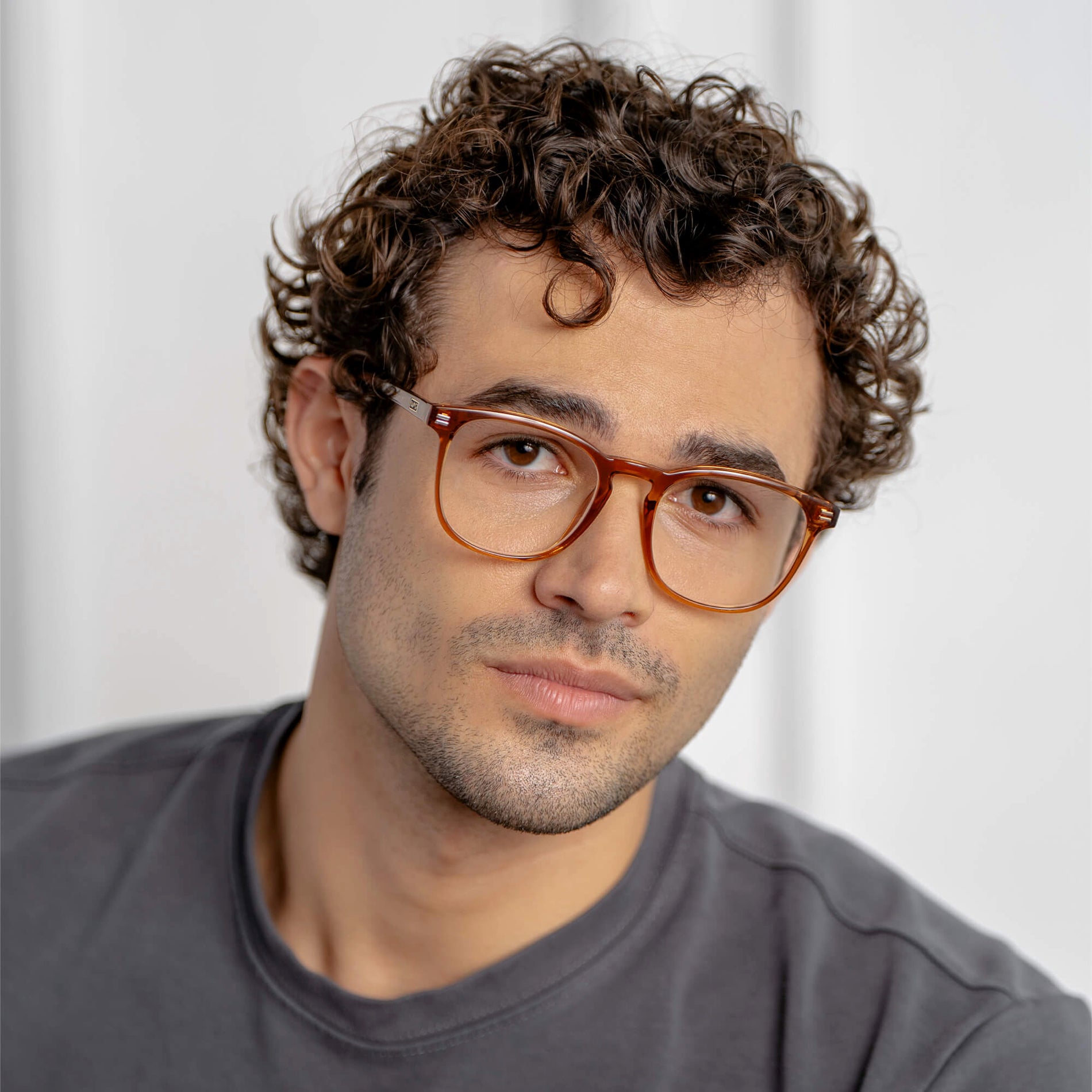 Crystal Brown || Brown Square Frame Prescription Glasses with Clear Lenses