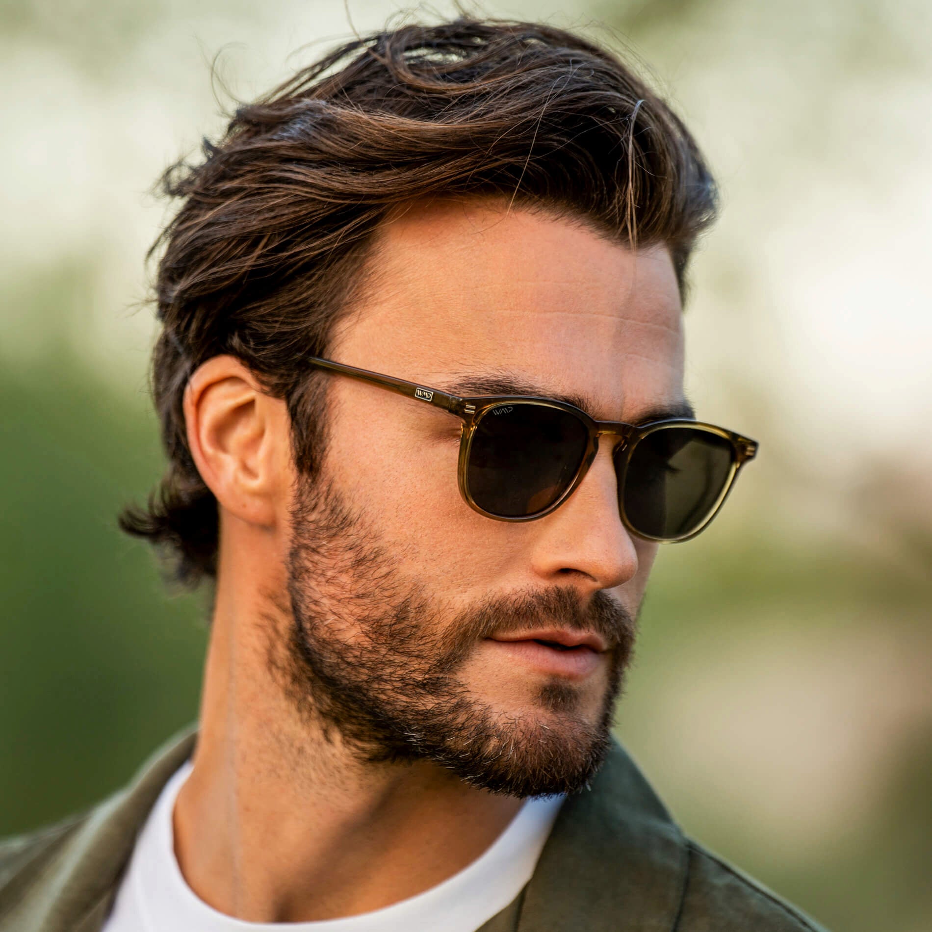 Crystal Verde / Triple Black Lens || Crystal Verde Square Frame Sunglasses with Triple Black Polarized Lenses