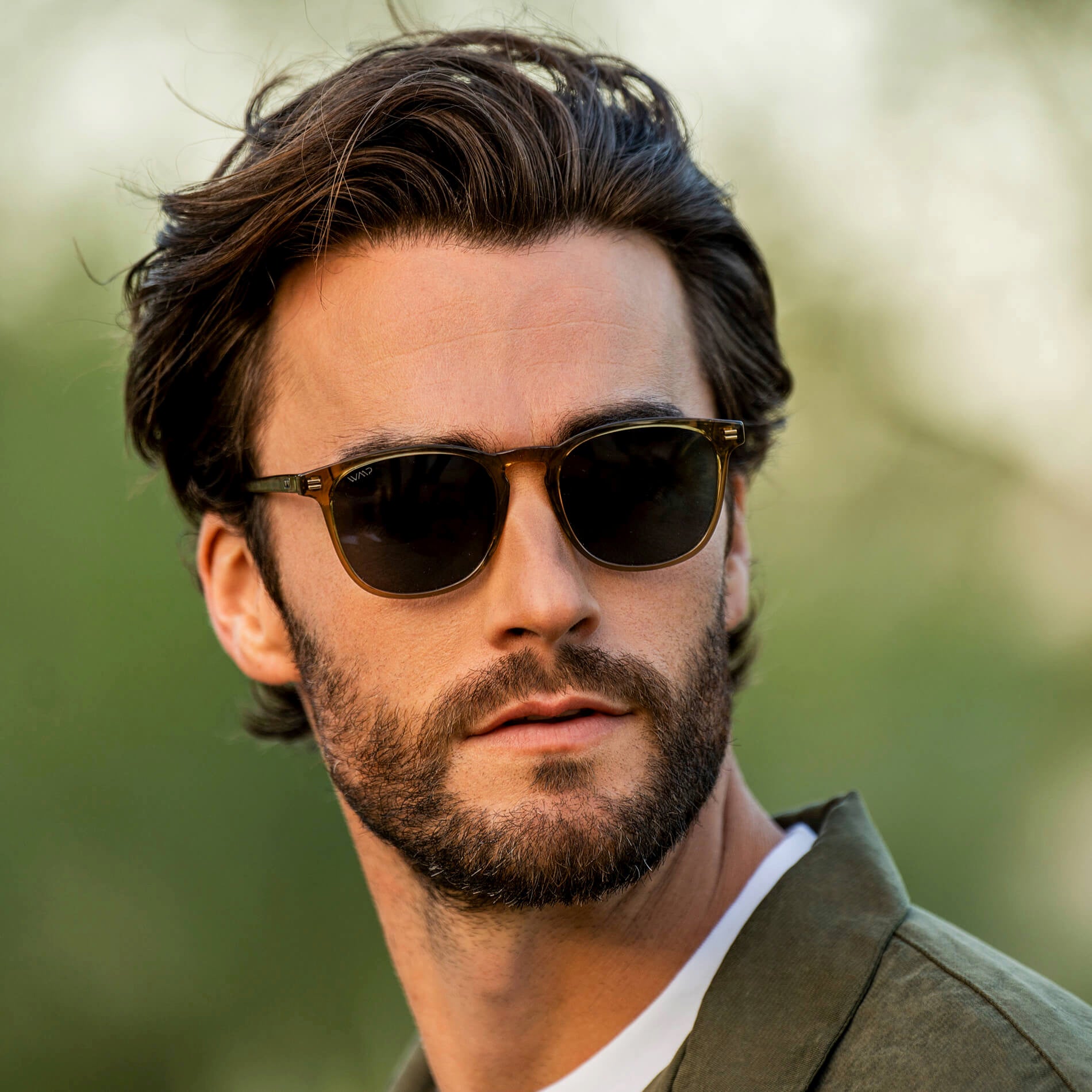 Crystal Verde / Triple Black Lens || Crystal Verde Square Frame Sunglasses with Triple Black Polarized Lenses