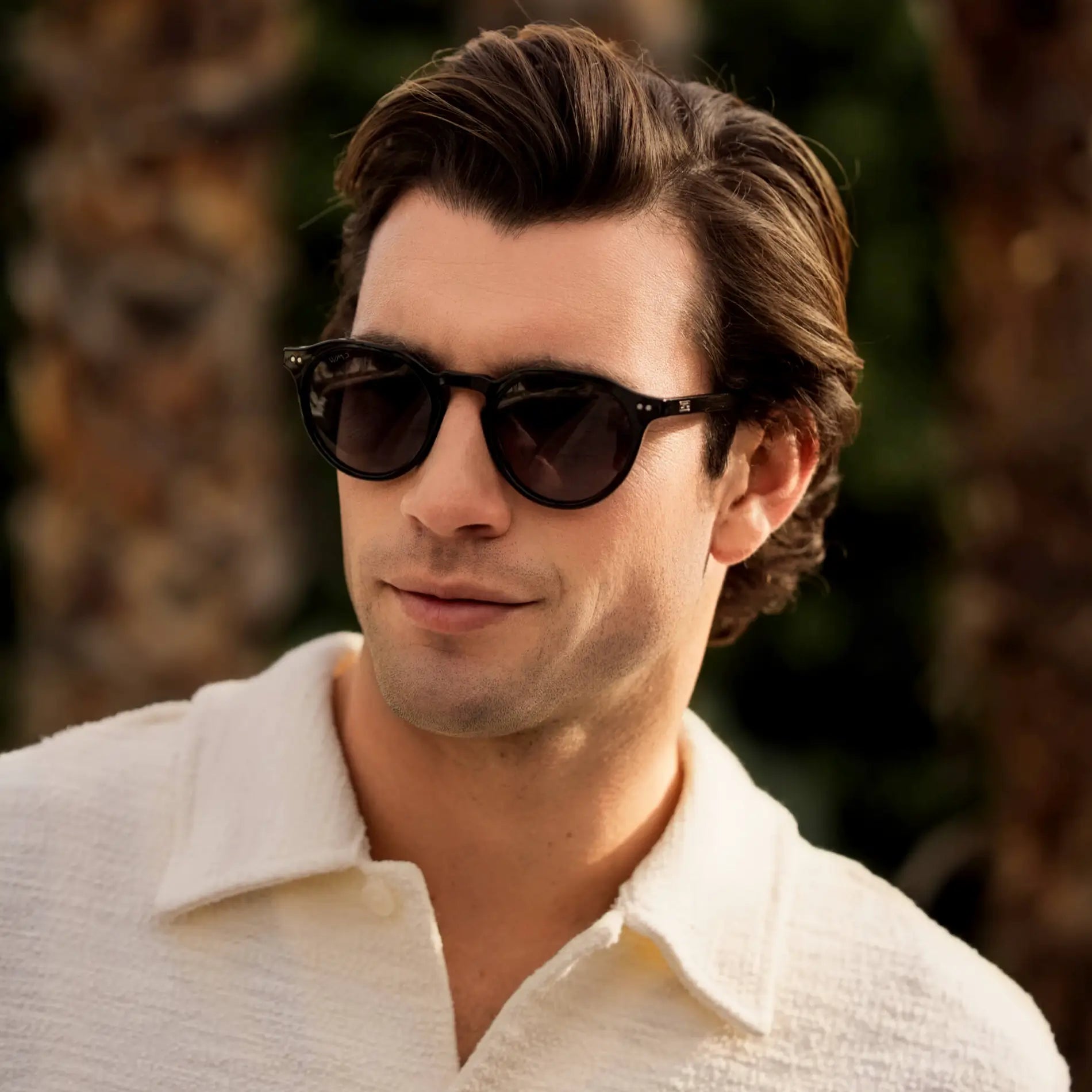 Black / Amber Lens || Men's Round Prescription Sunglasses with Black Acetate Frame and Brown Lenses