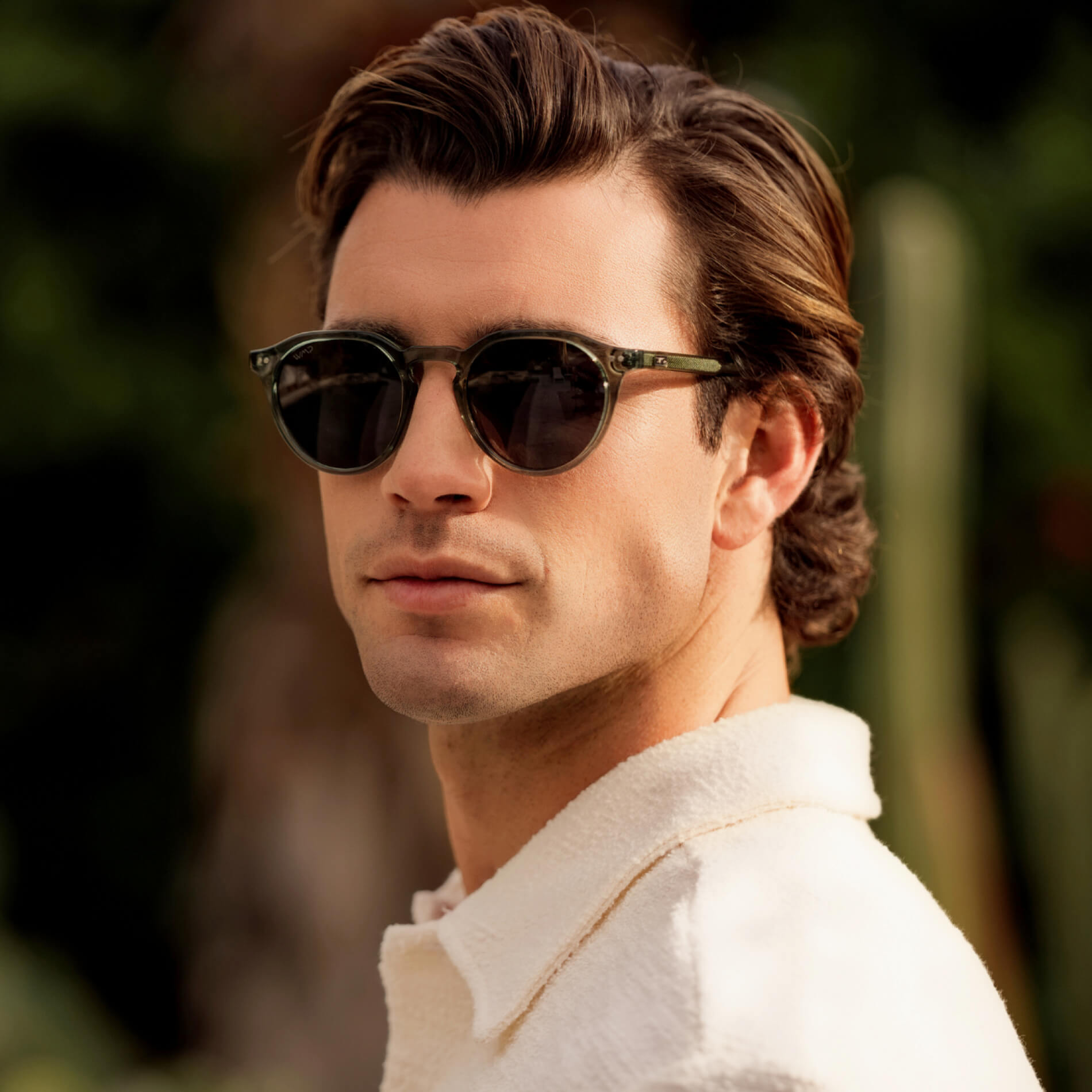 Crystal Agave Green / Triple Black Lens || Men's Round Polarized Sunglasses with Green Acetate frame and Black lens