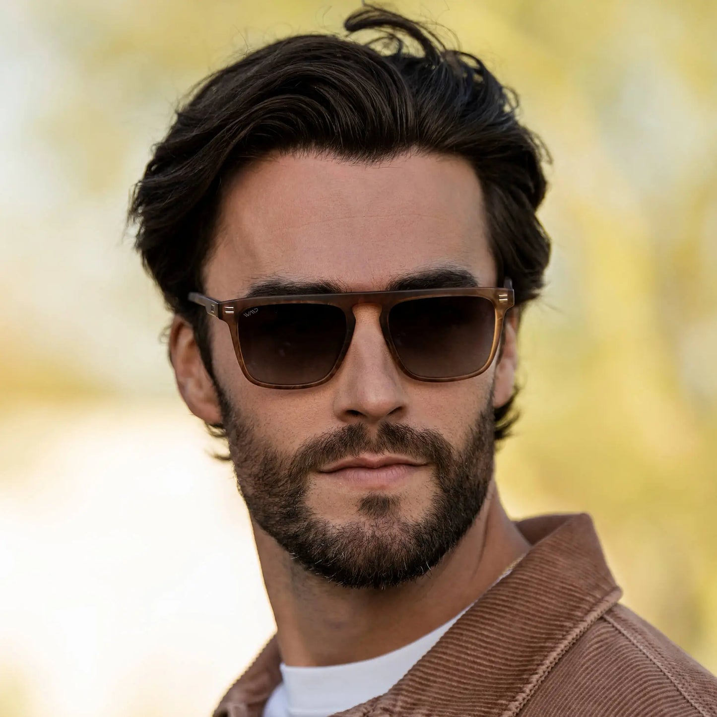 Frosted Oakwood Brown / Brown Gradient Lens || Men's Brown Square Sunglasses with Brown Polarized Lenses