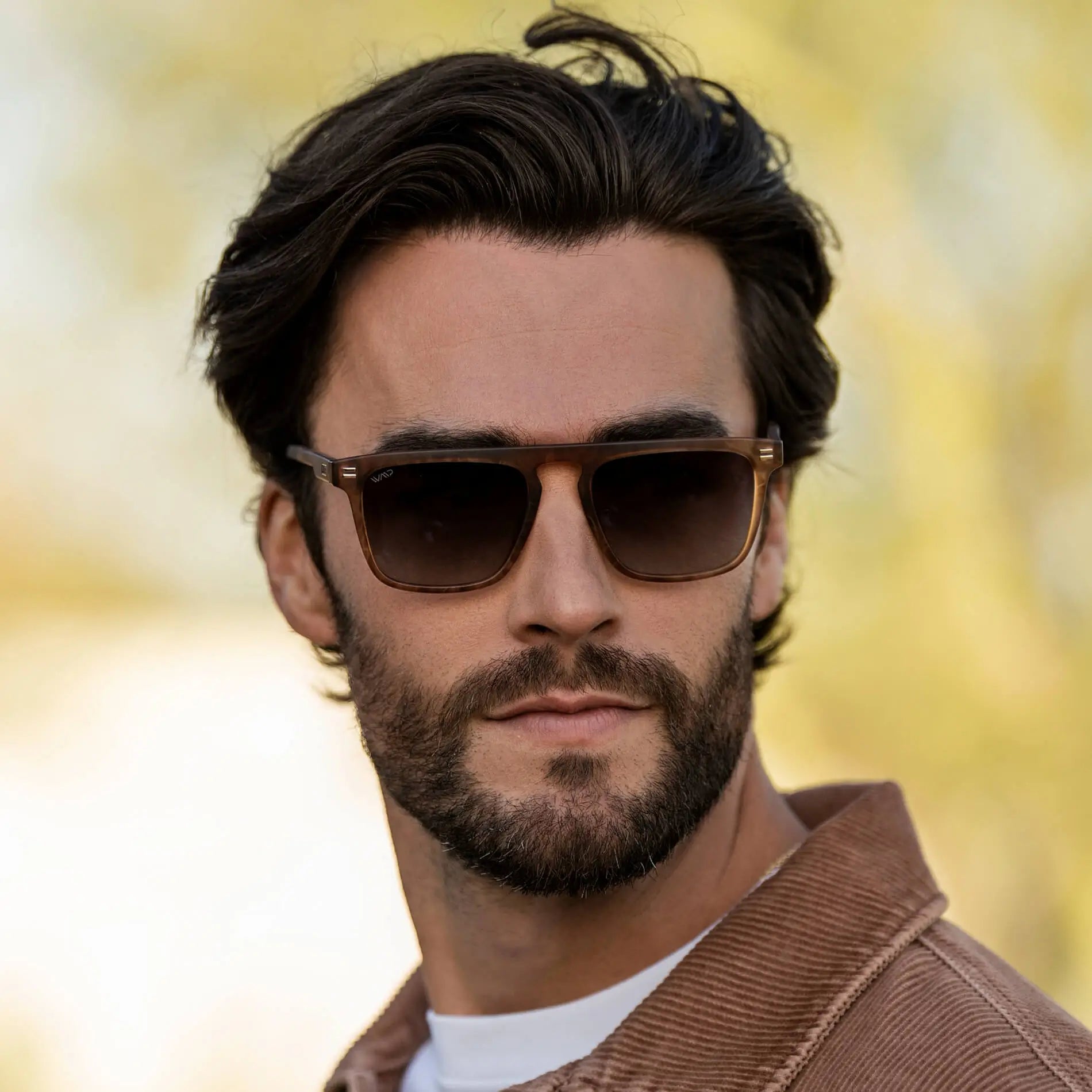 Frosted Oakwood Brown / Brown Gradient Lens || Men's Brown Square Sunglasses with Brown Polarized Lenses