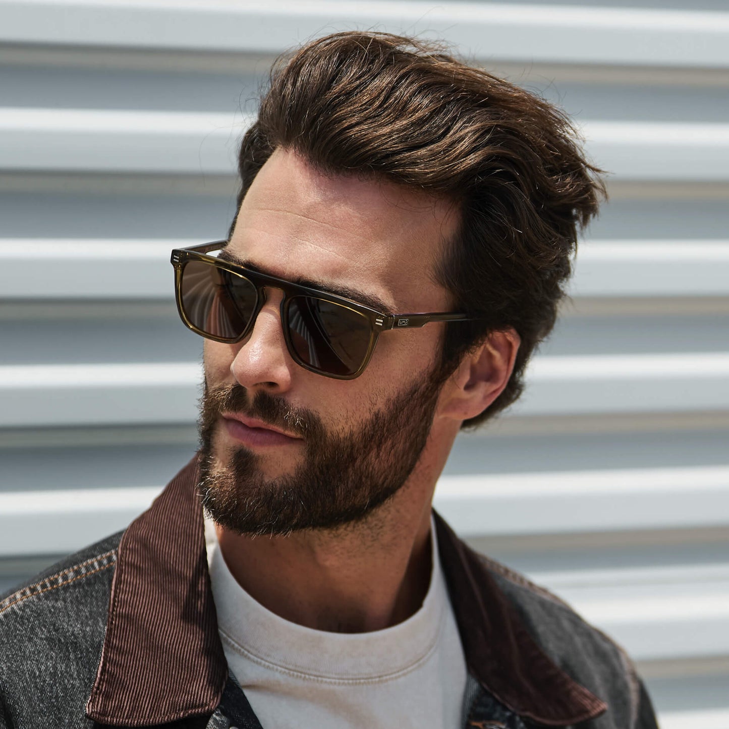 Crystal Verde / Brown Lens || Green Square Sunglasses with Brown Lenses