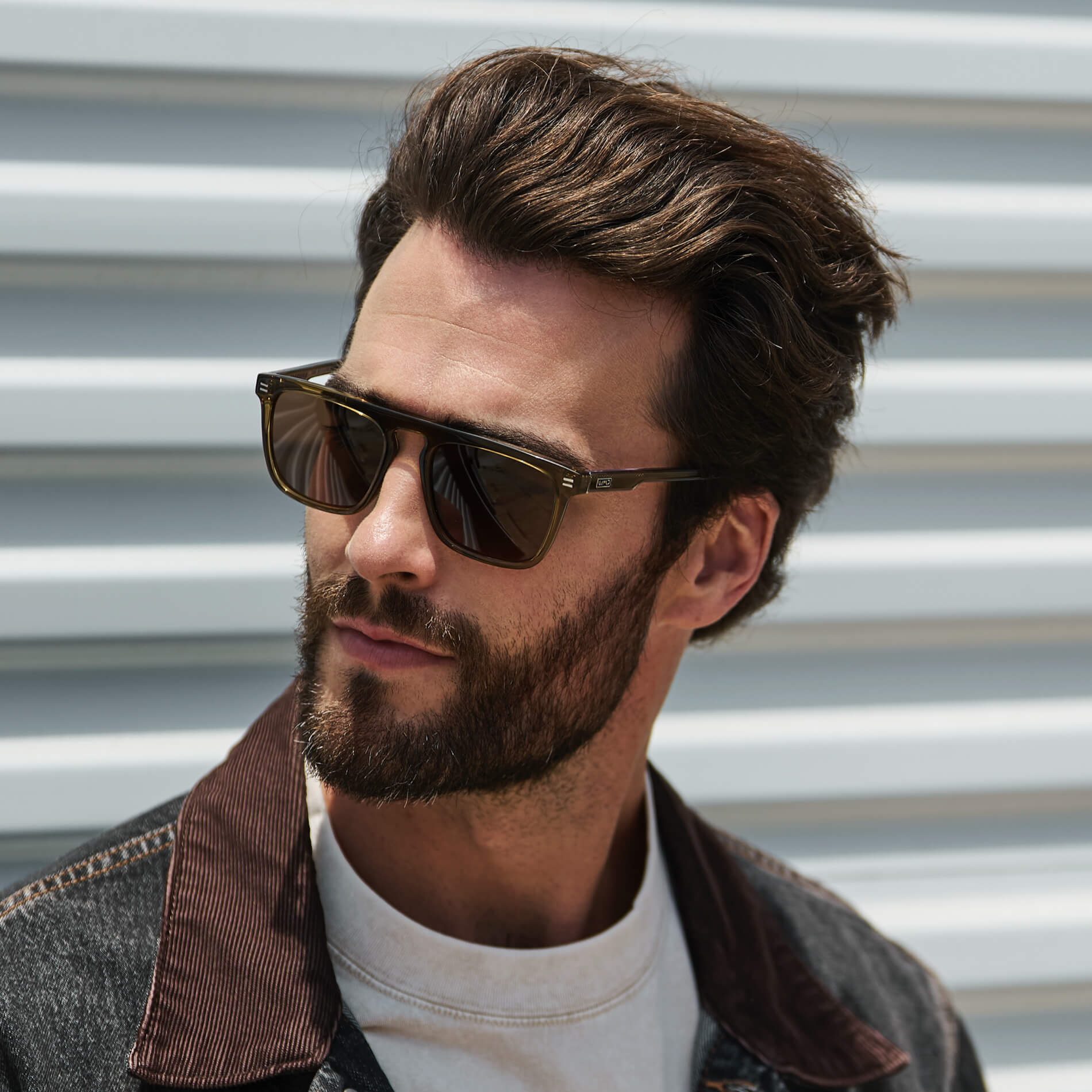 Crystal Verde / Brown Lens || Green Square Sunglasses with Brown Lenses
