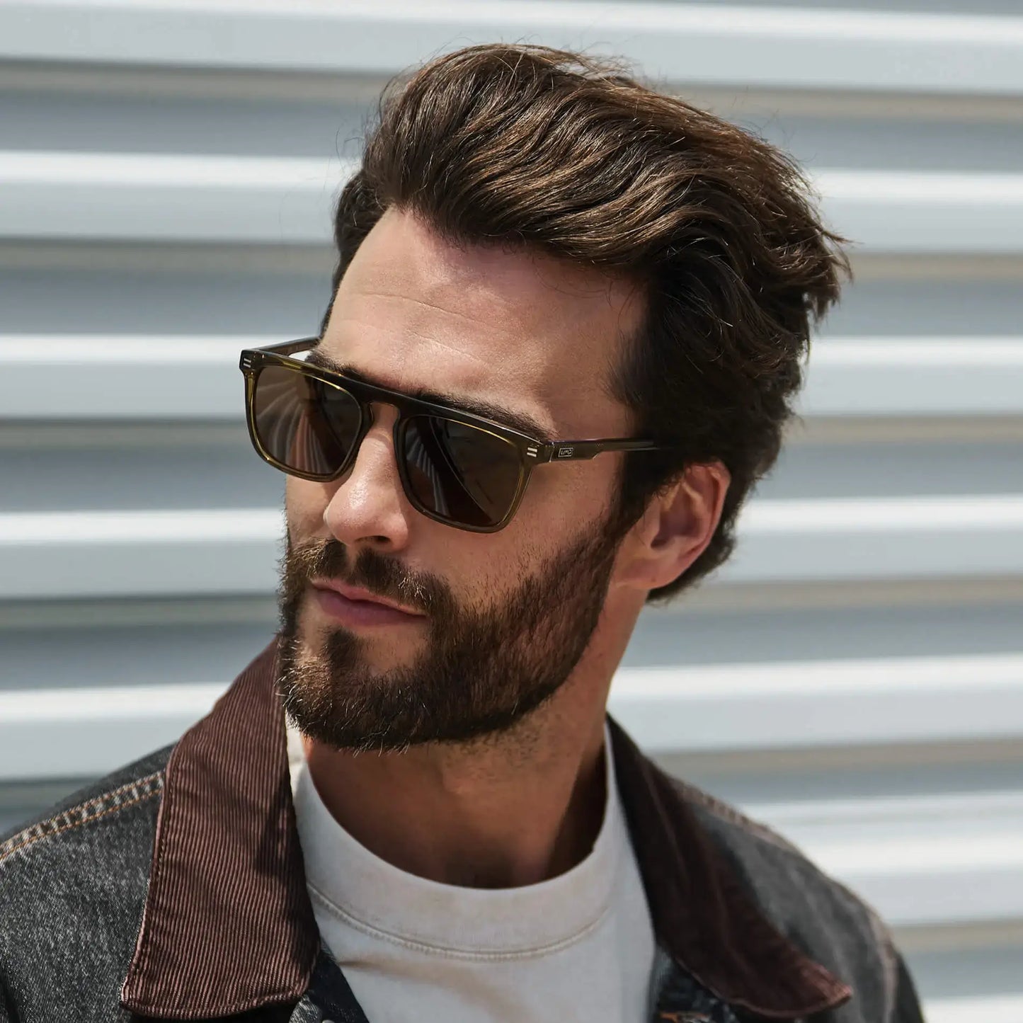 Crystal Verde / Brown Lens || Men's Green Square Sunglasses with Brown Polarized Lenses