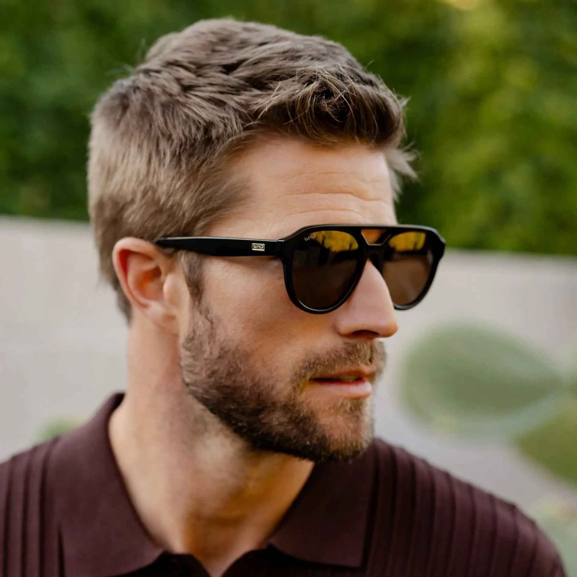 Black / Amber Lens || Black Aviator Frame with Brown Prescription Sunglass Lenses