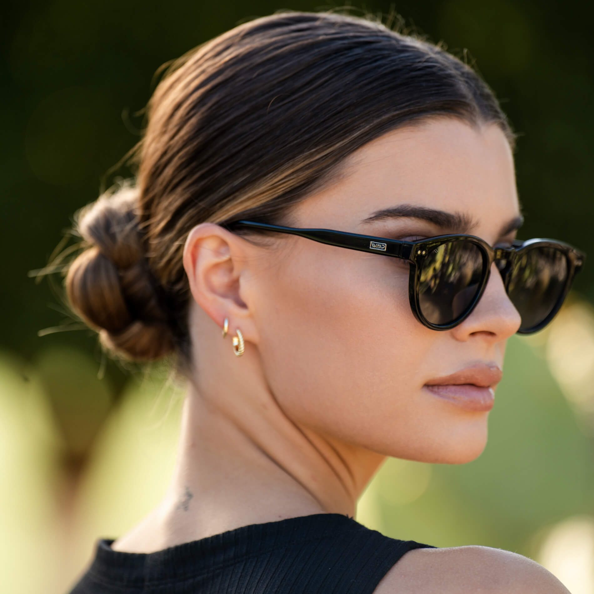 Black Frame / Black Lens || Women's Black Round Frame Sunglasses with Black Polarized Lenses