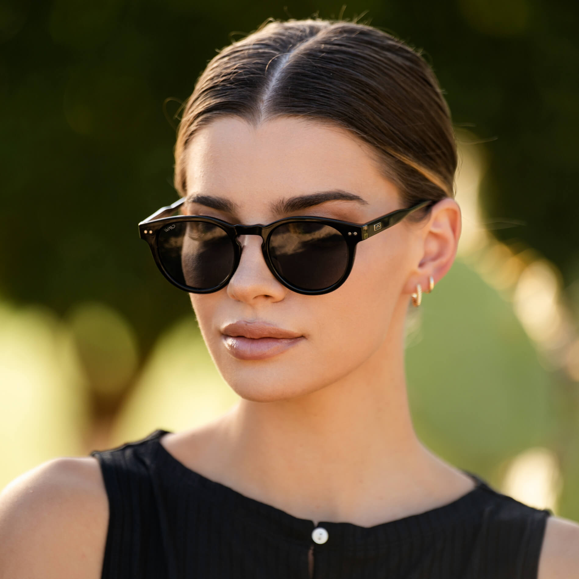 Black Frame / Black Lens || Women's Black Round Frame Sunglasses with Black Polarized Lenses