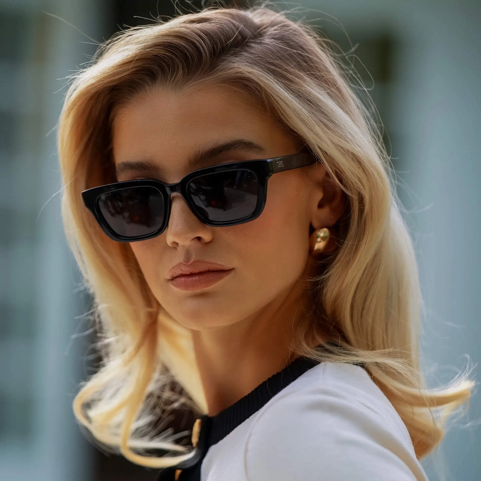 Black / Grey Lens || Women's Rectangular Prescription Sunglasses with Black Acetate Frame and Grey Prescription Lenses