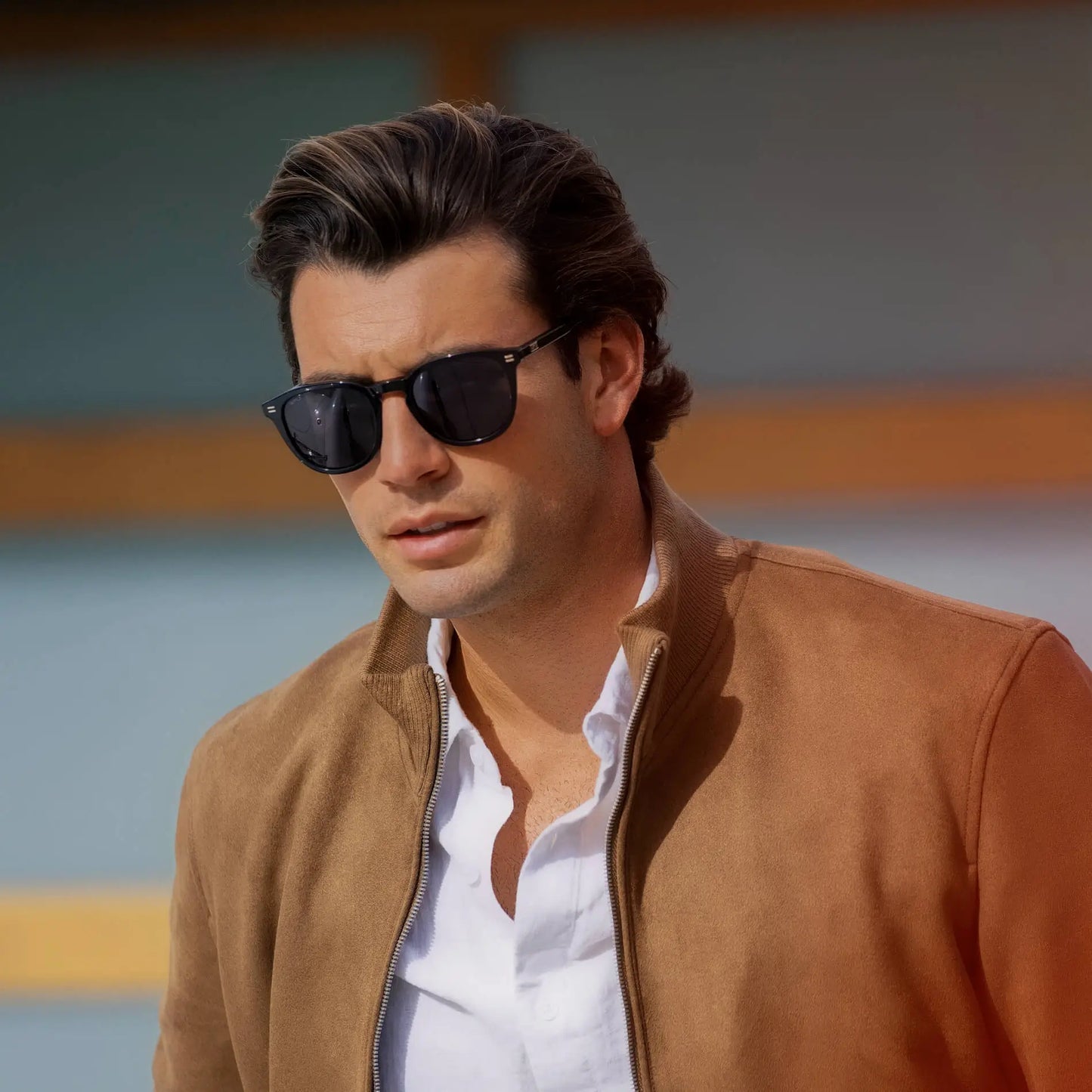 Black / Grey Lens || Men's Round Prescription Sunglasses with Black Acetate Frame and Grey Prescription Lens