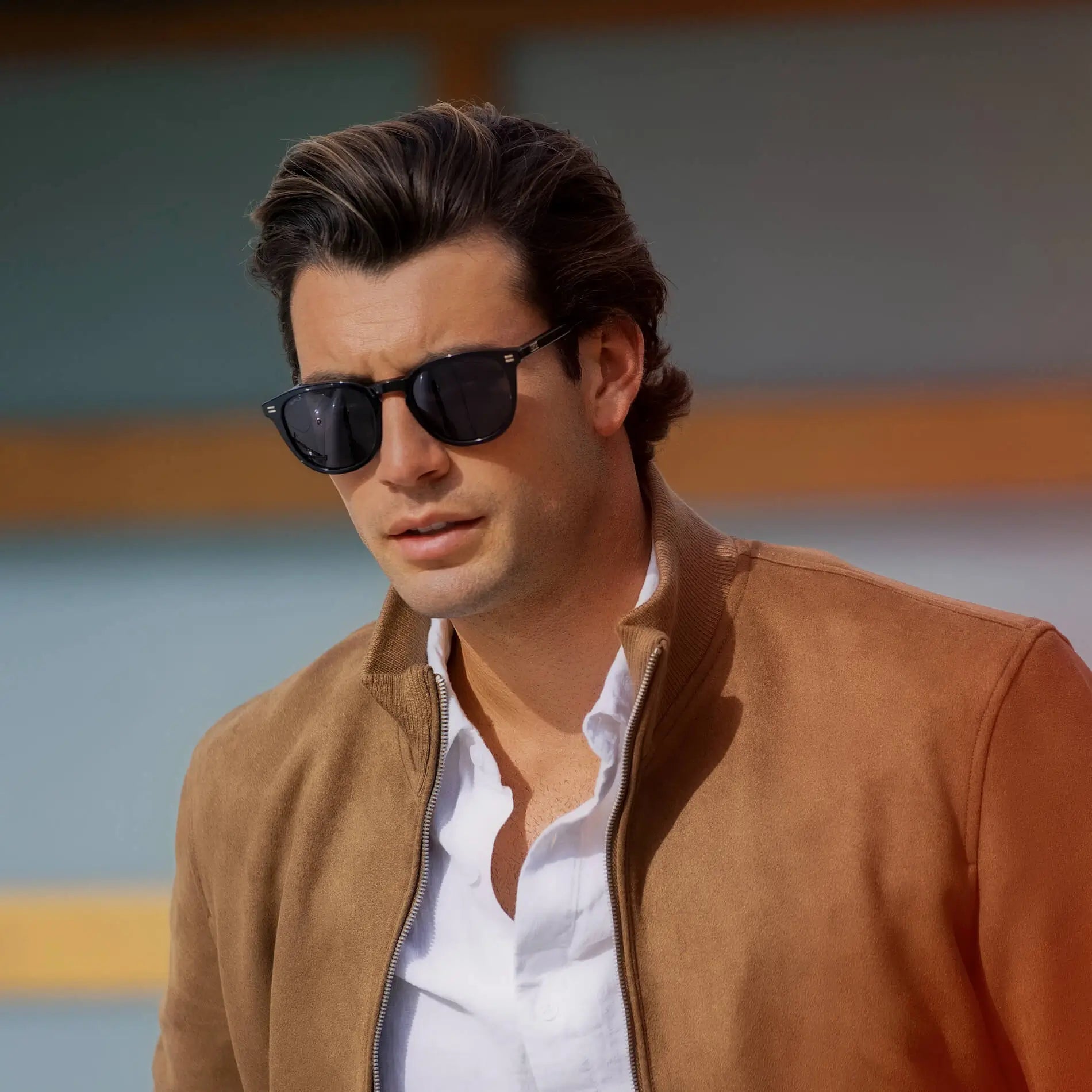 Black / Triple Black Lens || Men's Rounded Oval Polarized Sunglasses with Black Acetate Frame and Black Lens