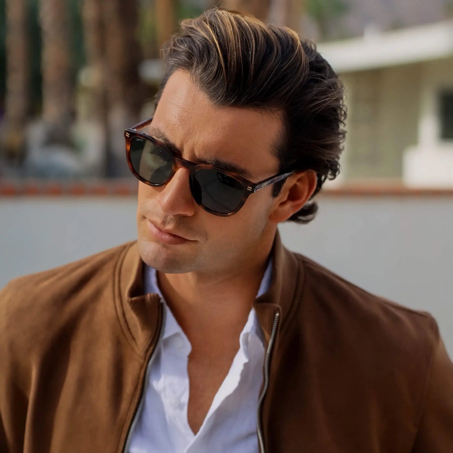 Havana Tortoise / Smoke Green Lens || Men's Rounded Oval Polarized Sunglasses with Tortoise Acetate Frame and Smoke Green Lens