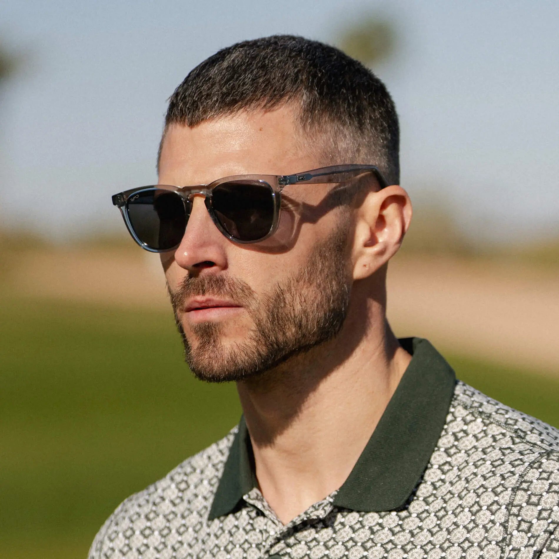 Denim Blue / Black Lens || Blue Round Frame Sunglasses with Black Polarized Lenses