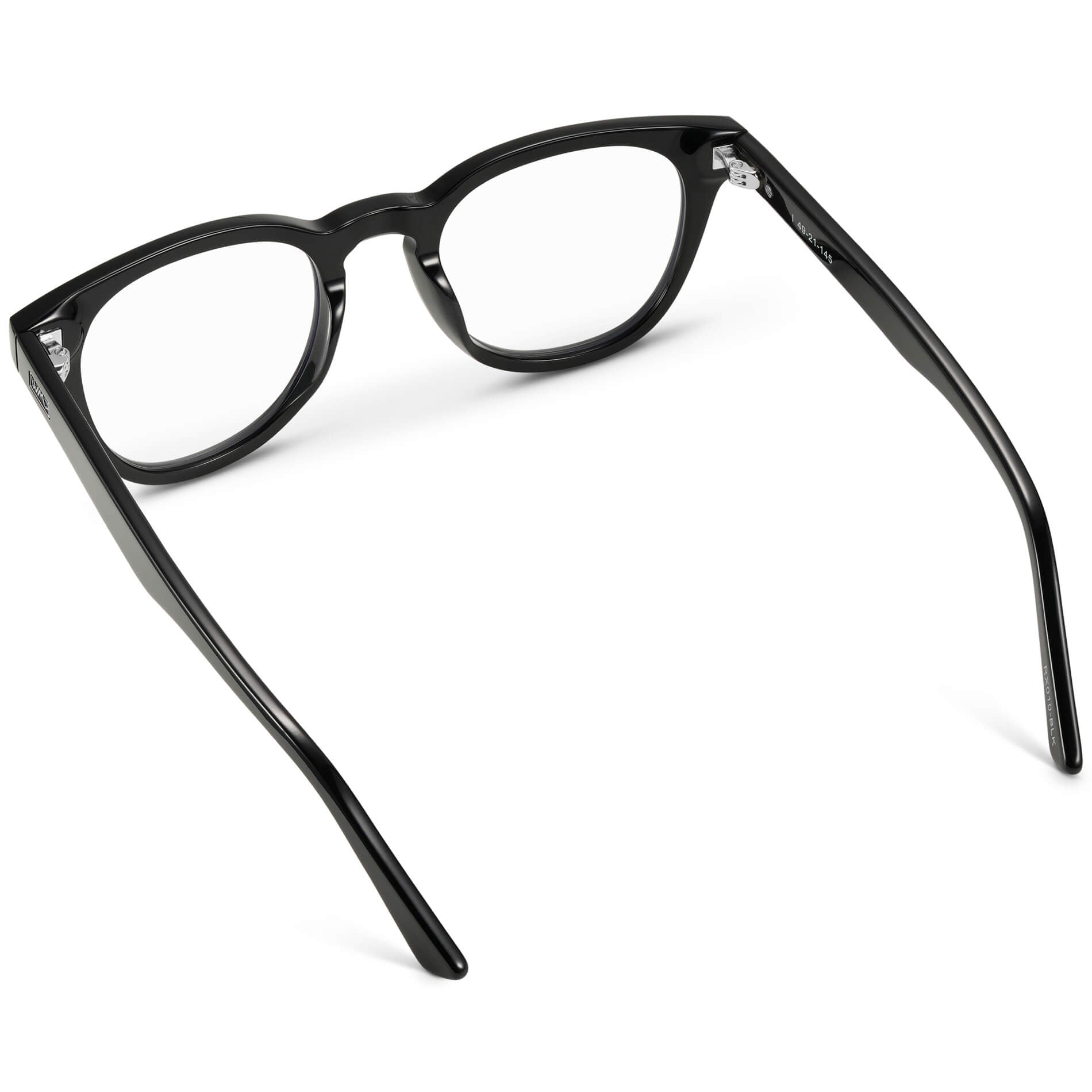 Black || Women's Black Acetate round frame with clear prescription lens