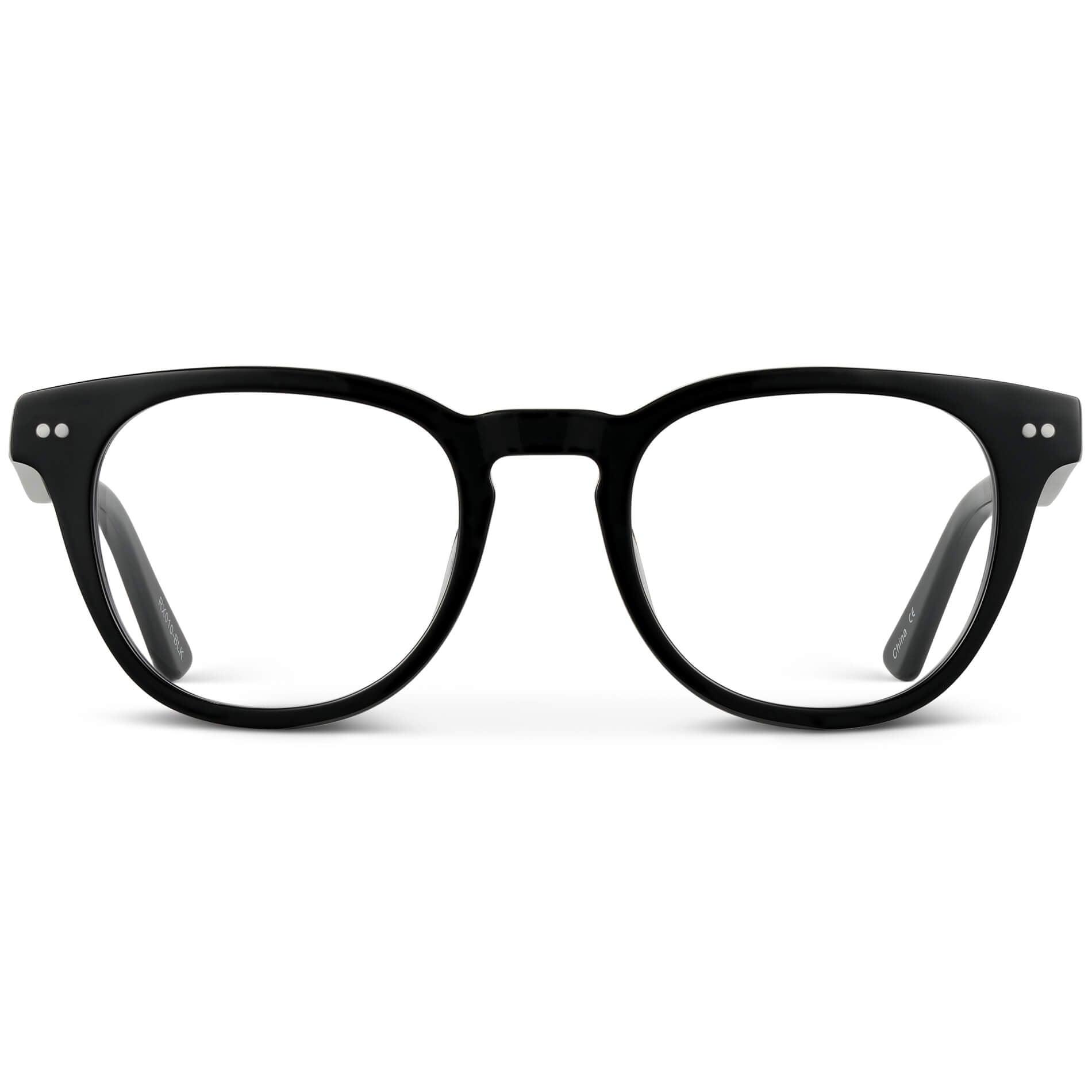 Black || Women's Black Acetate round frame with clear prescription lens