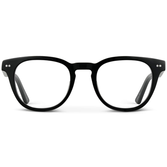 Black || Women's Black Acetate round frame with clear prescription lens