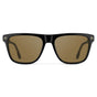 Black / Amber || Front view of Men's Rectangular Prescription Sunglasses with Black Frame and Brown Lens on a white background