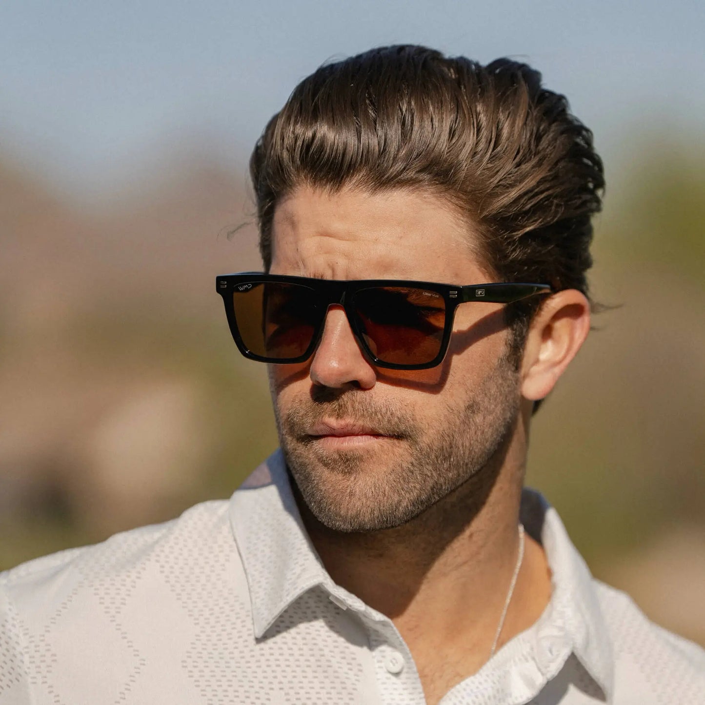 Black / Brown Lens || Black Rectangle Frame Sunglasses with Brown Polarized Lenses