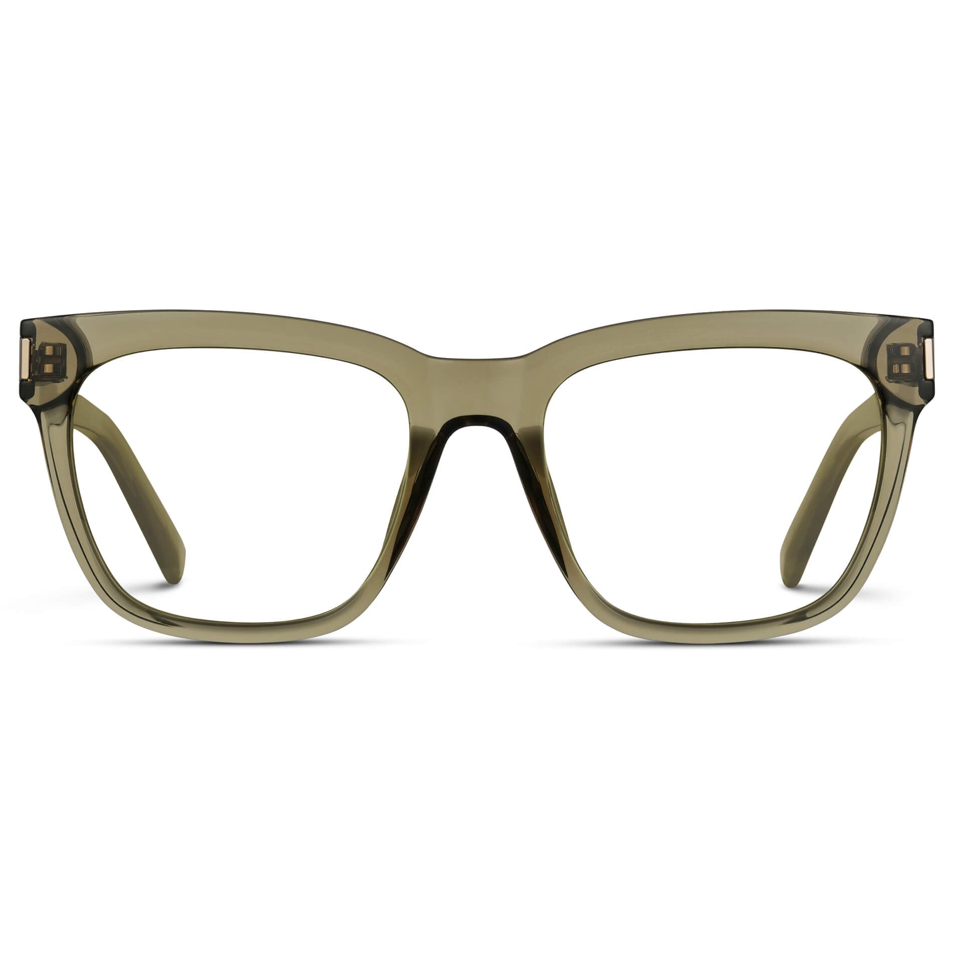 Crystal Moss Green || Square Prescription Frames with Clear Lenses 