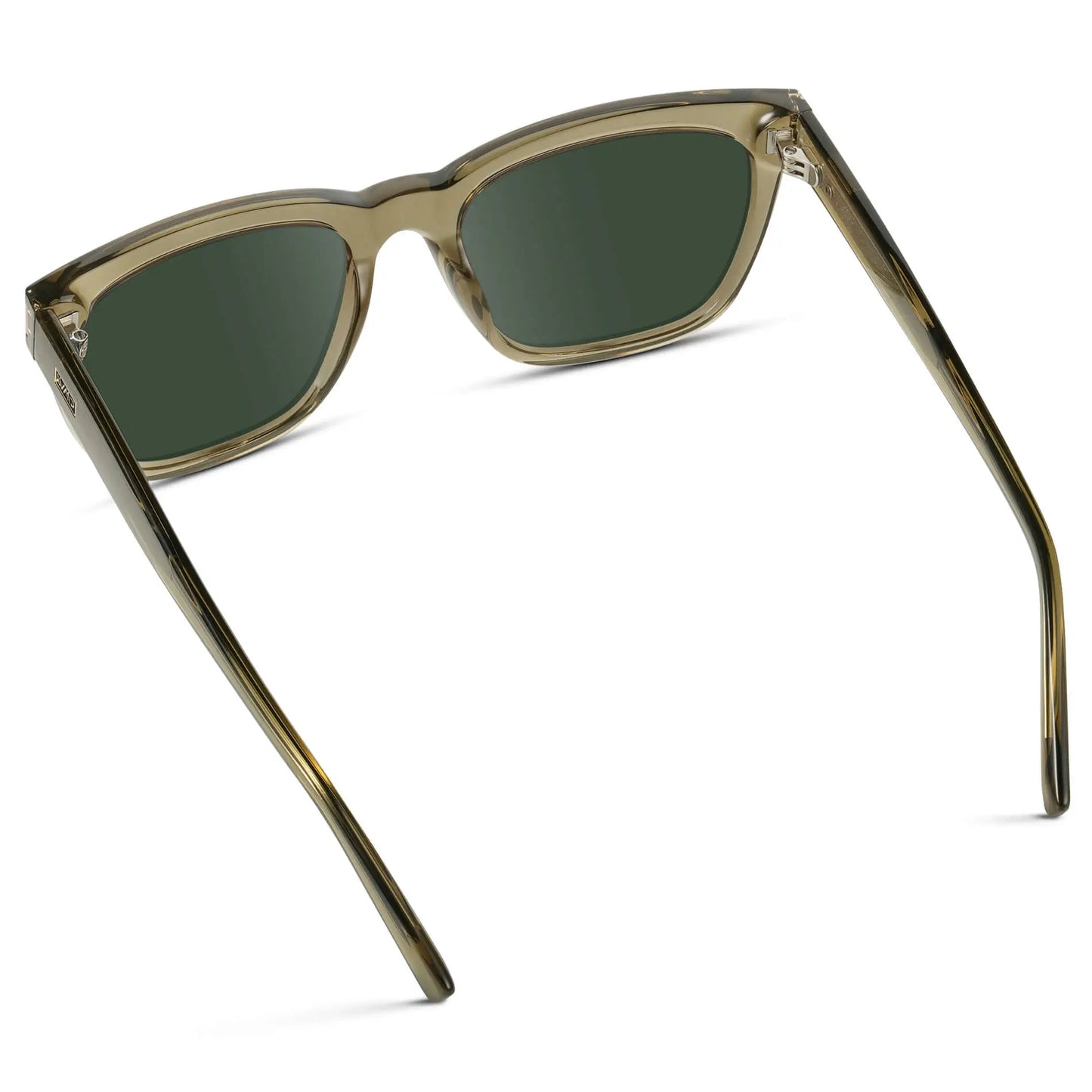 Crystal Moss Green / G15 || Back view of Women's Oversized Square Prescription Sunglasses with Green Frame and Green Lenses on a white background