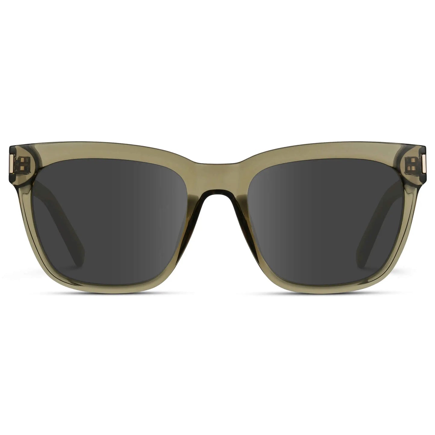 Crystal Moss Green / Grey || Women's Oversized Square Prescription Sunglasses with Green Frame and Grey Lenses on a white background