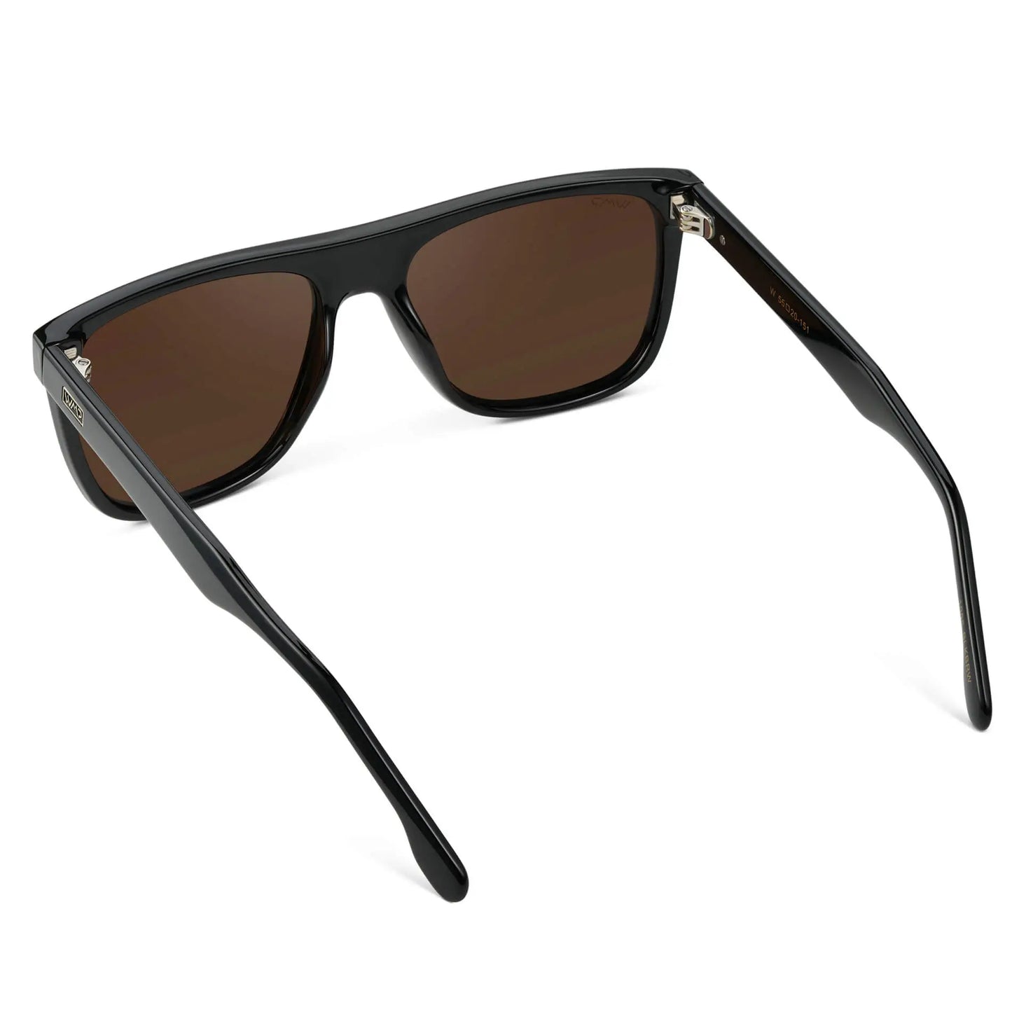 Black / Brown Lens || Men's Oversized Square Flat-Top Browline Sunglasses with Black Acetate Frame and Brown Polarized Lens