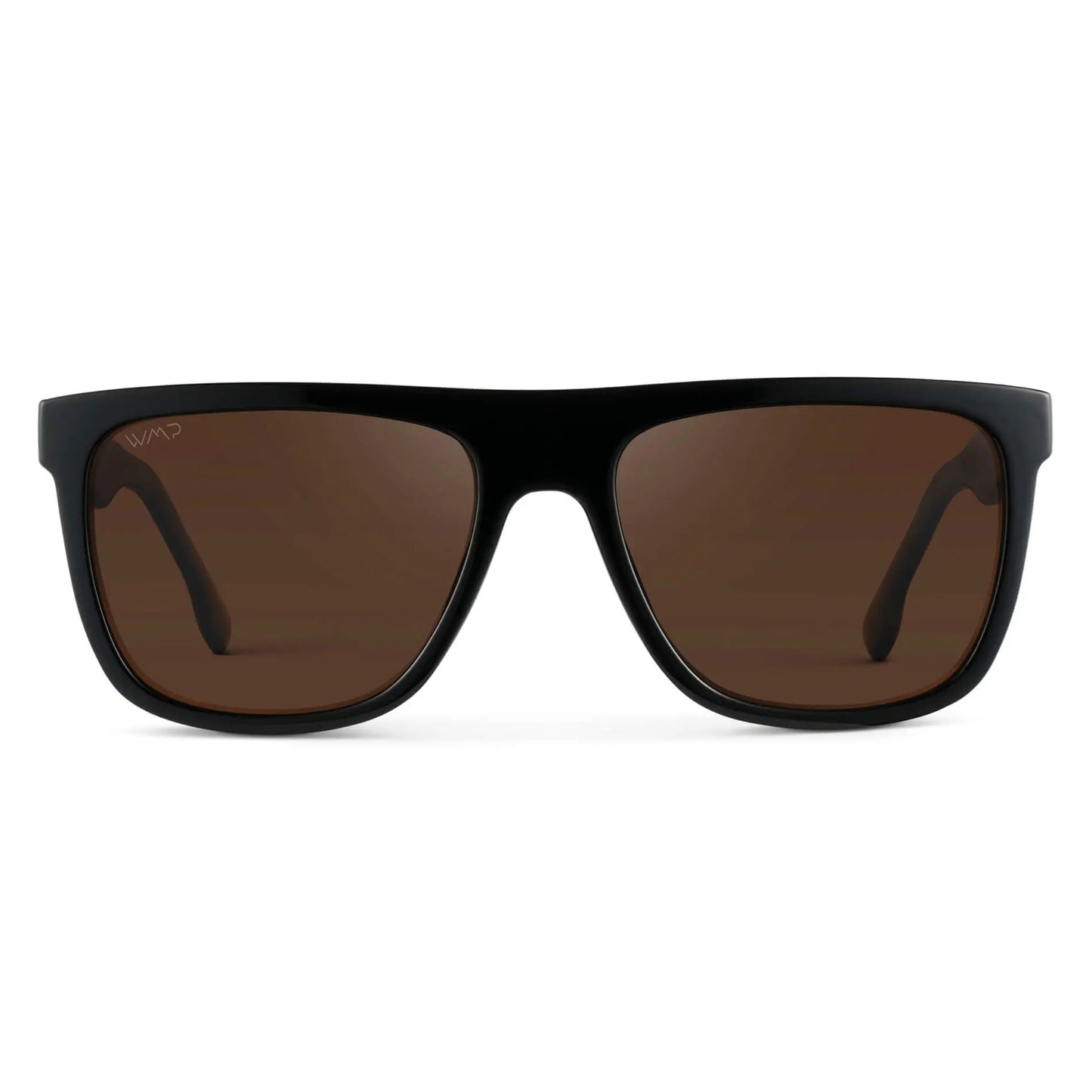 Black / Brown Lens || Men's Oversized Square Flat-Top Browline Sunglasses with Black Acetate Frame and Brown Polarized Lens