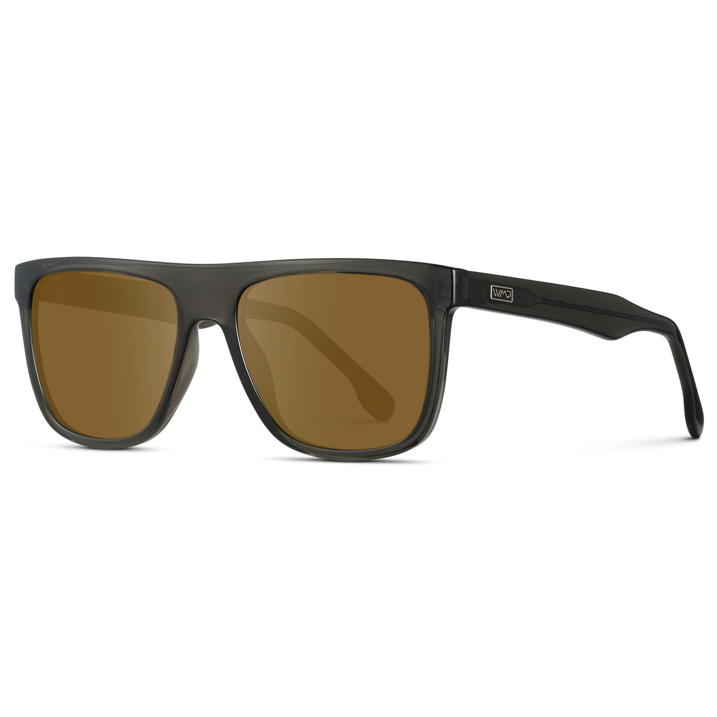 Crystal Carbon Grey / Amber || Square Flat-Top Prescription Sunglasses
